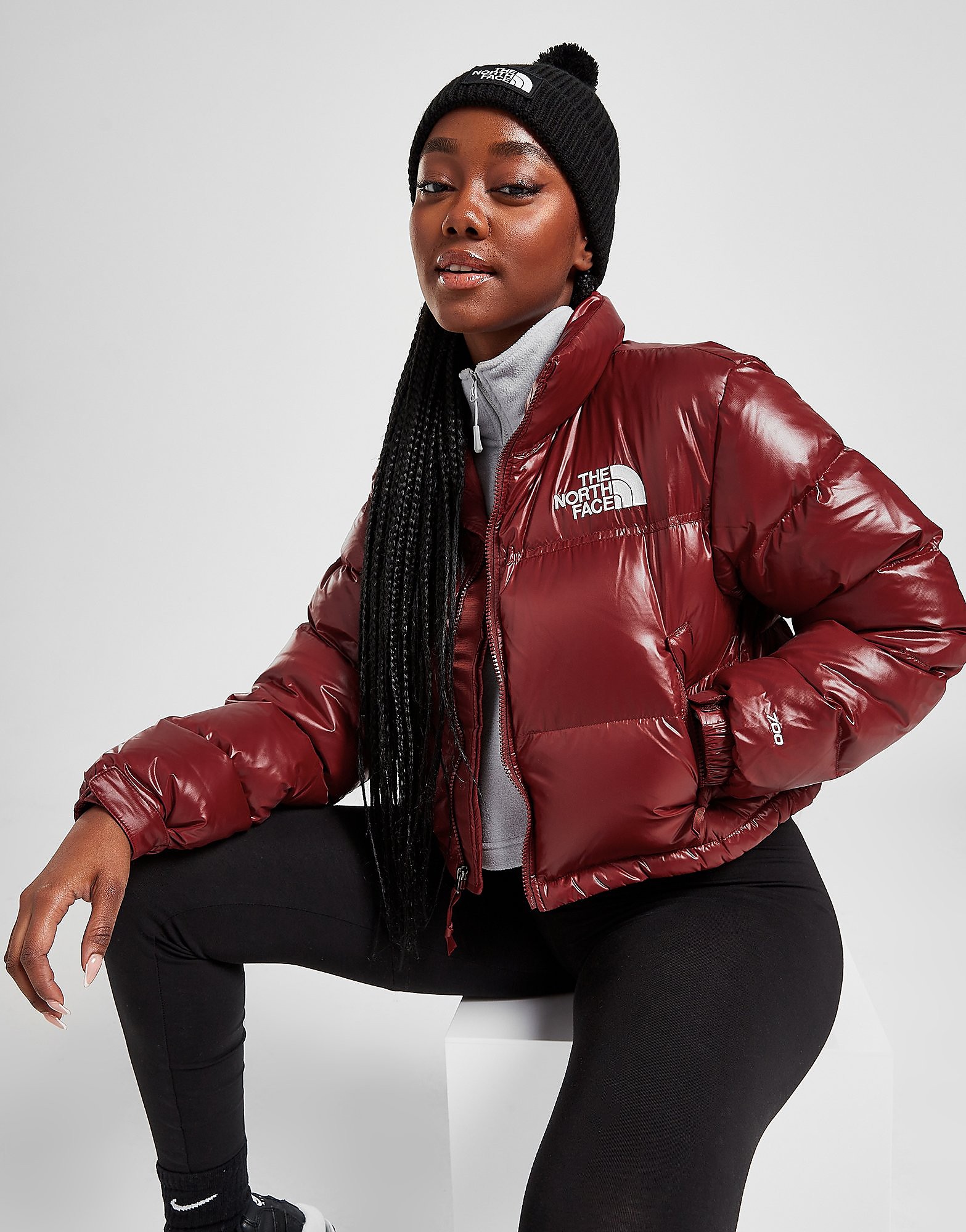 The North Face Nuptse Cropped Jacket - Red - Womens, Red