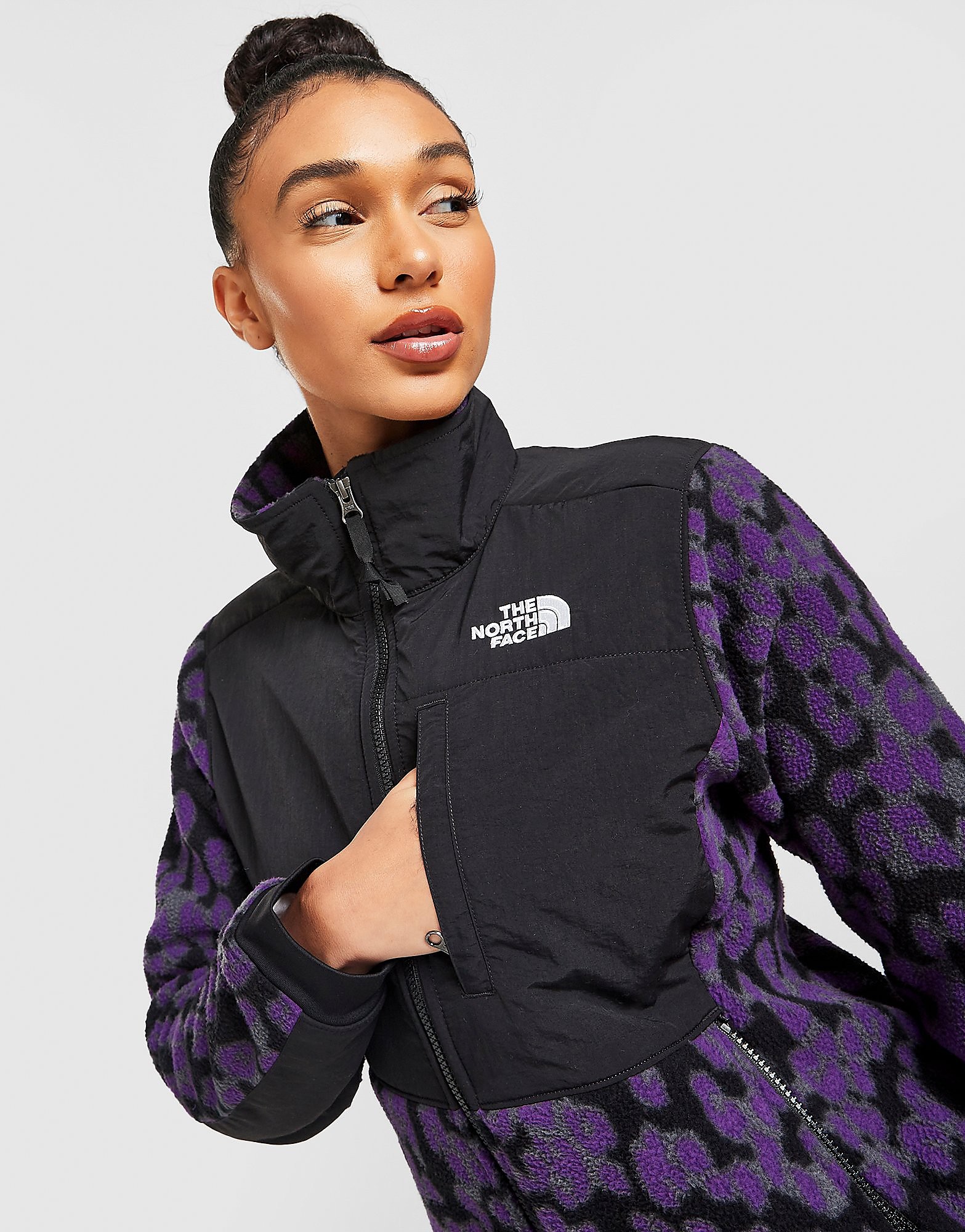 The North Face Denali Full Zip Leopard Print Fleece - Purple - Womens, Purple