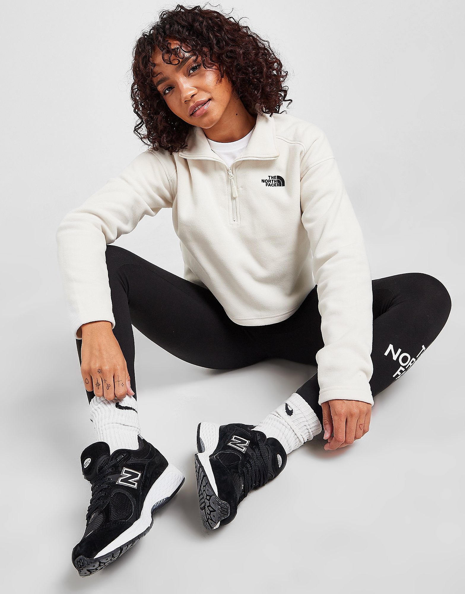 The North Face Crop Glacier 1/4 Zip Top - White - Womens, White