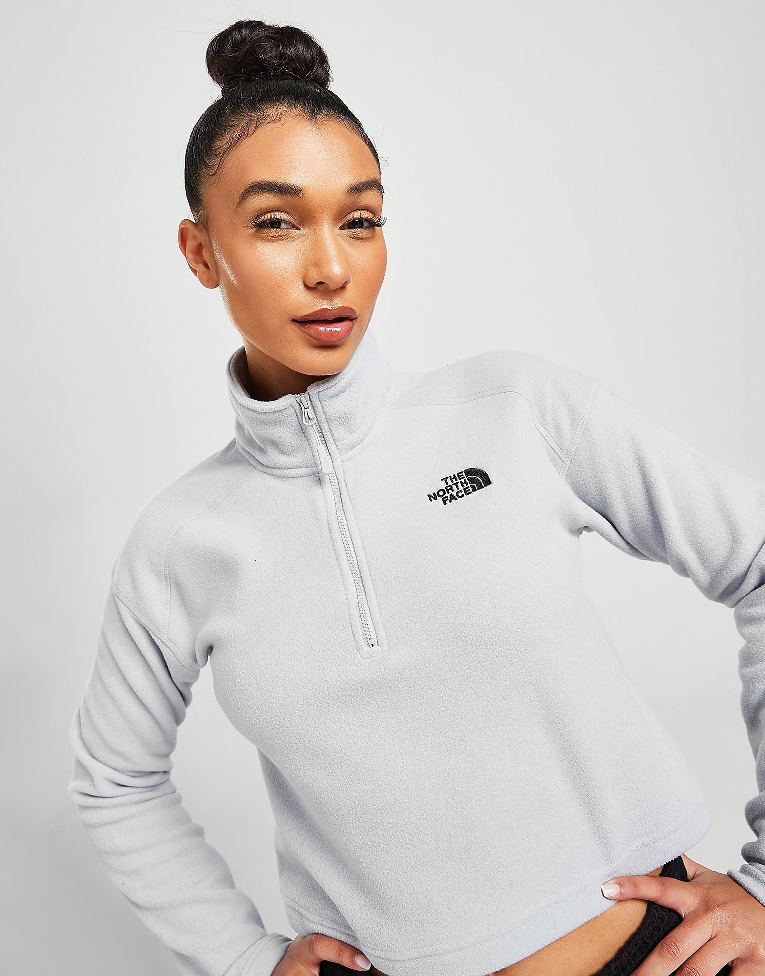 

The North Face Crop Glacier 1/4 Zip Top - Grey - Womens, Grey