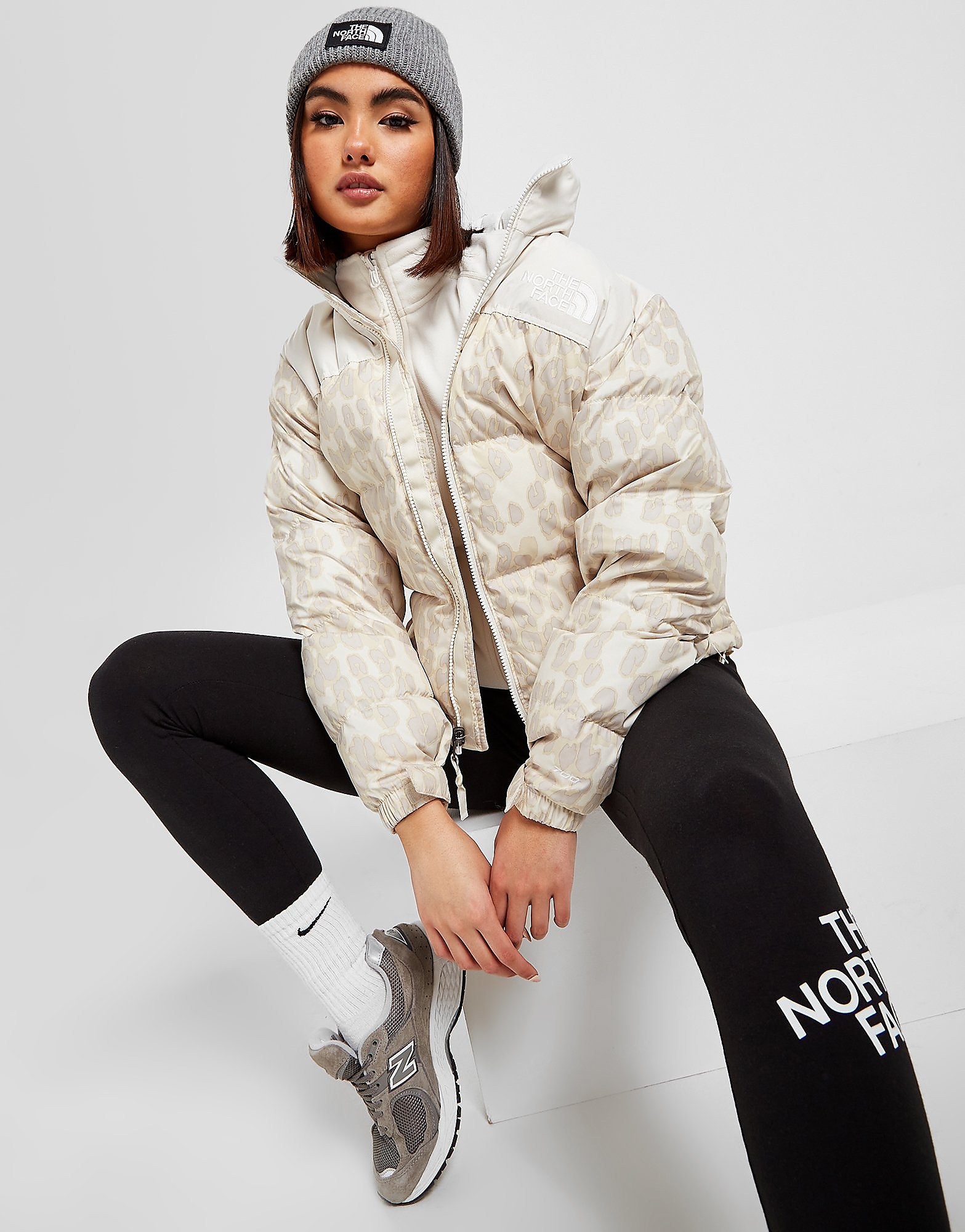 

The North Face Nuptse Leopard Print Jacket - White - Womens, White
