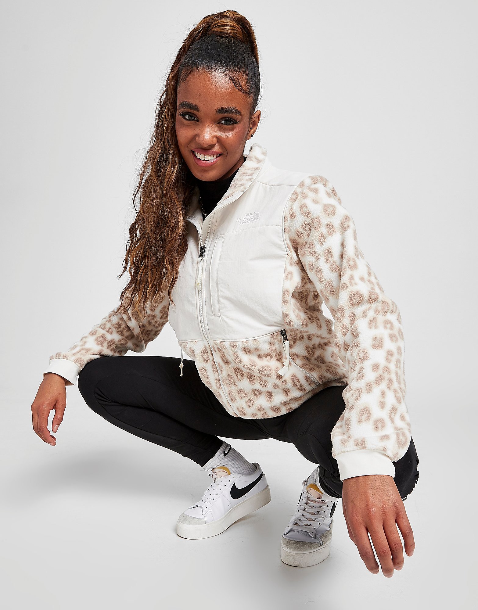 

The North Face Denali Full Zip Leopard Print Fleece - White - Womens, White