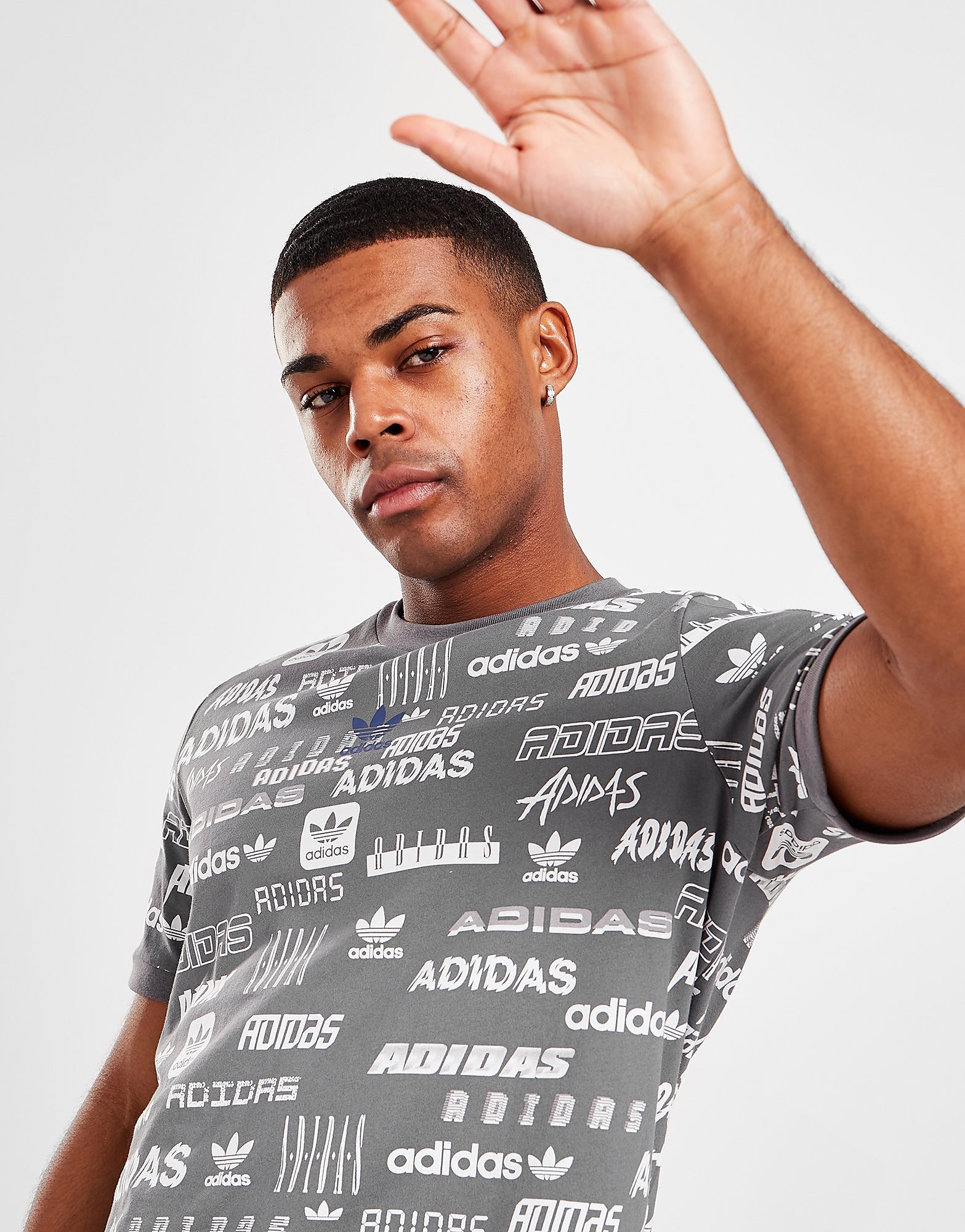 

adidas Originals Sticker All Over Print T-Shirt - Grey, Grey