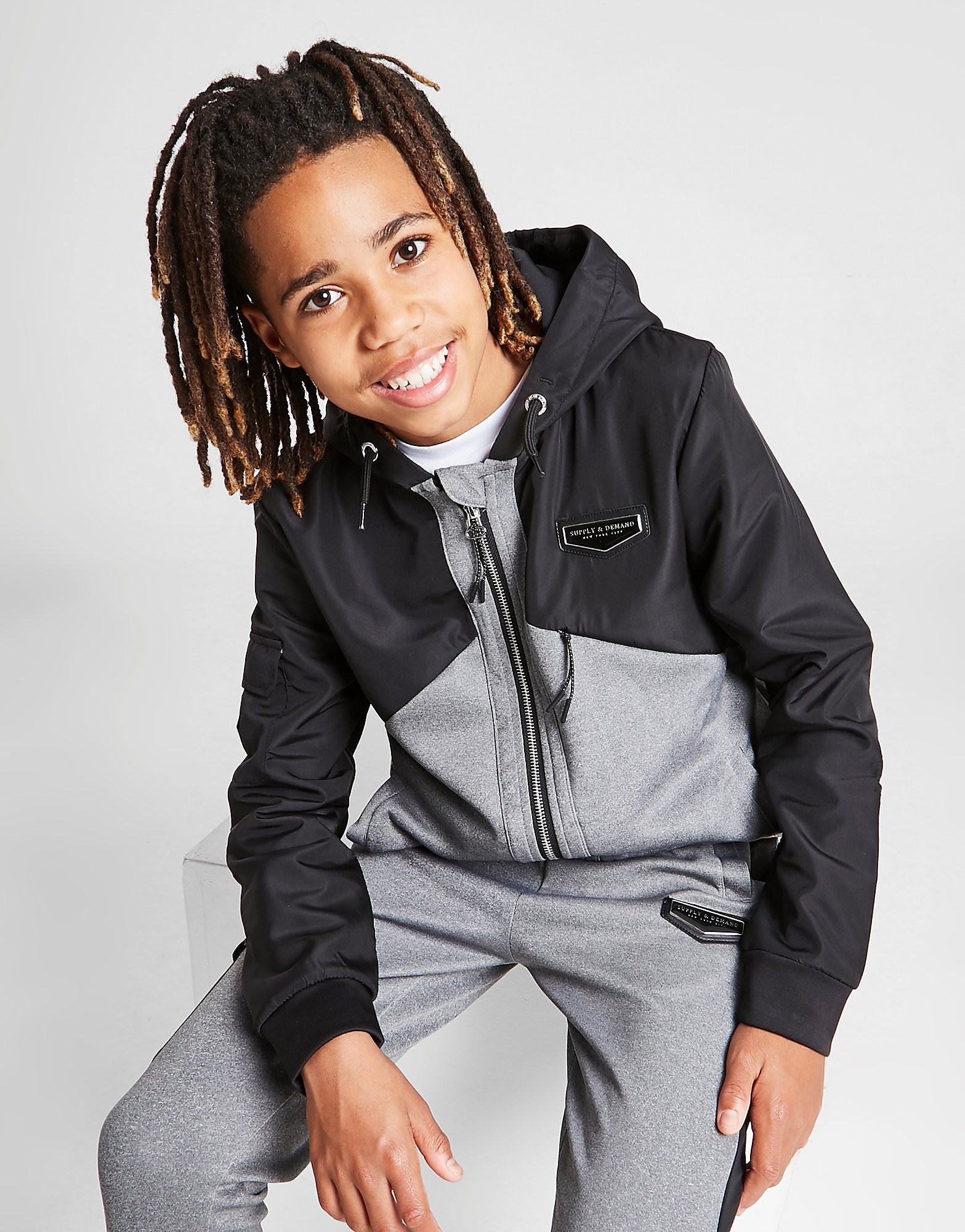

Supply & Demand Peak Poly Full Zip Hoodie Junior - Grey/Black - Kids, Grey/Black