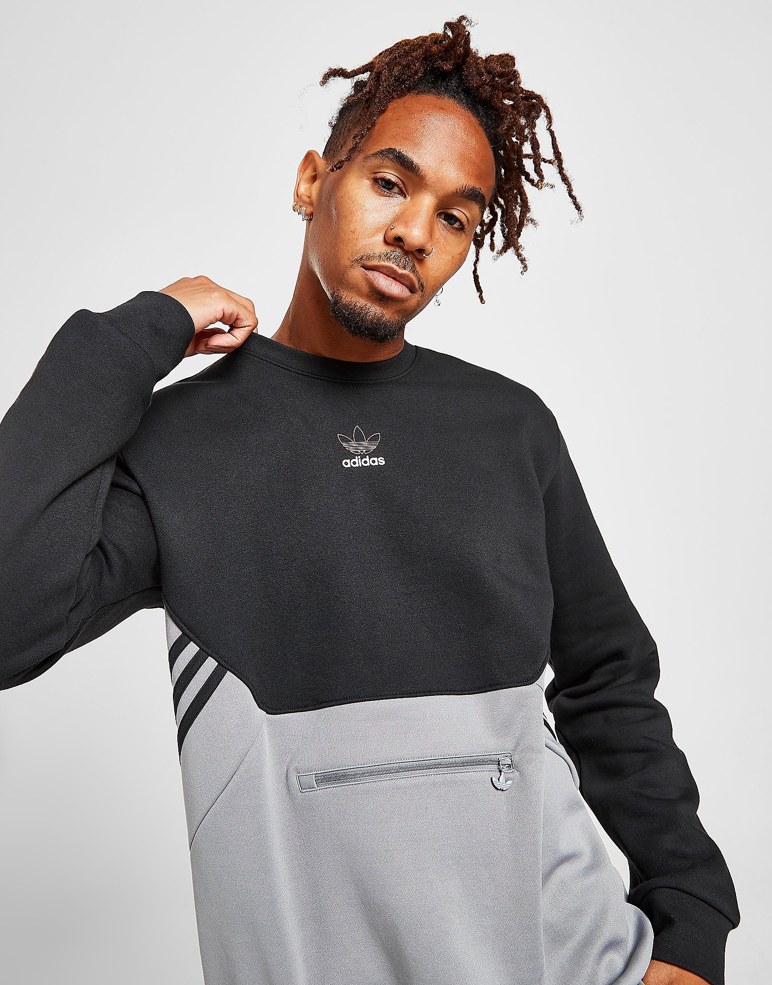 

adidas Originals Fusion Crew Sweatshirt - Only at JD - Black/Grey - Mens, Black/Grey