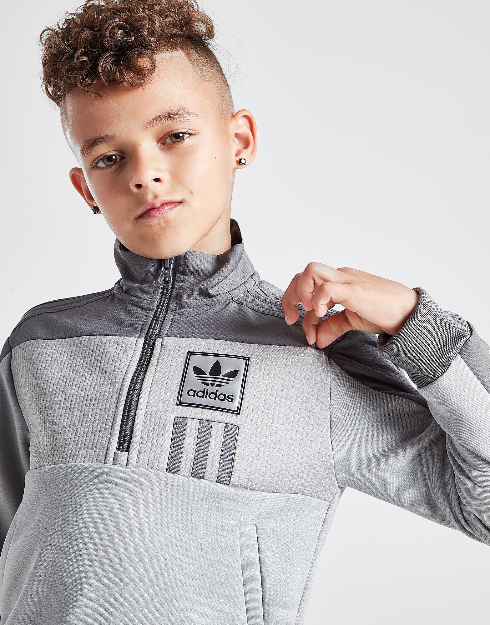 

adidas Originals ID96 1/4 Zip Track Top Children - Only at JD - Grey - Kids, Grey