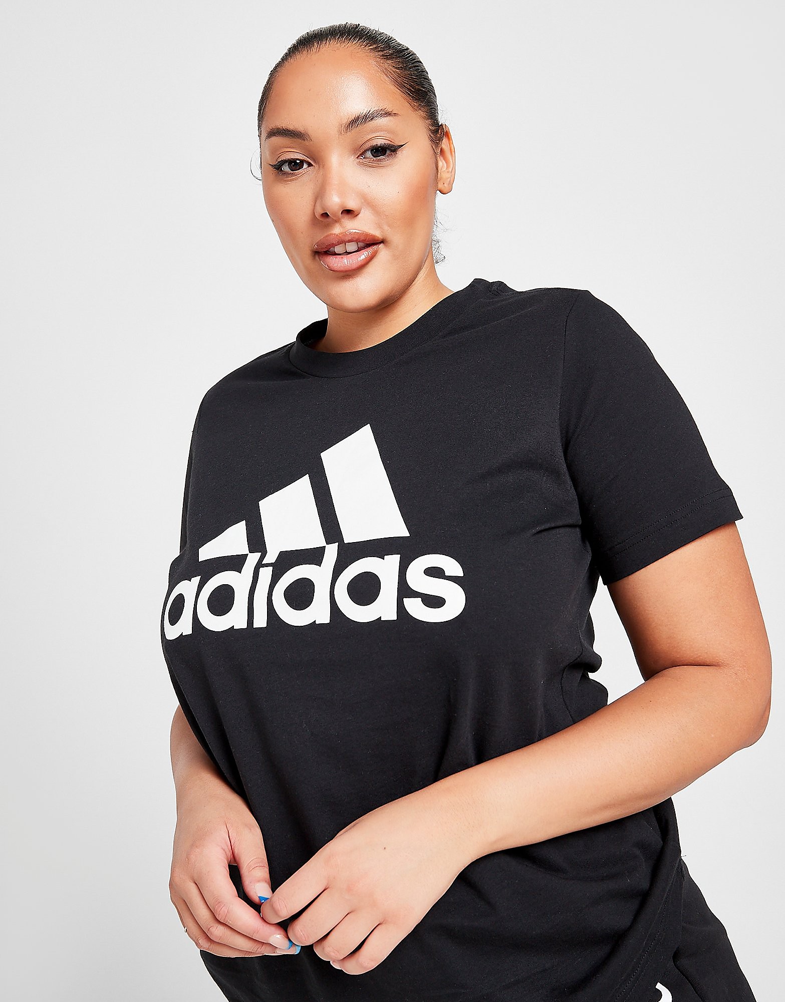 

adidas Badge Of Sport Plus Size Linear T-Shirt - Black / White - Womens, Black / White