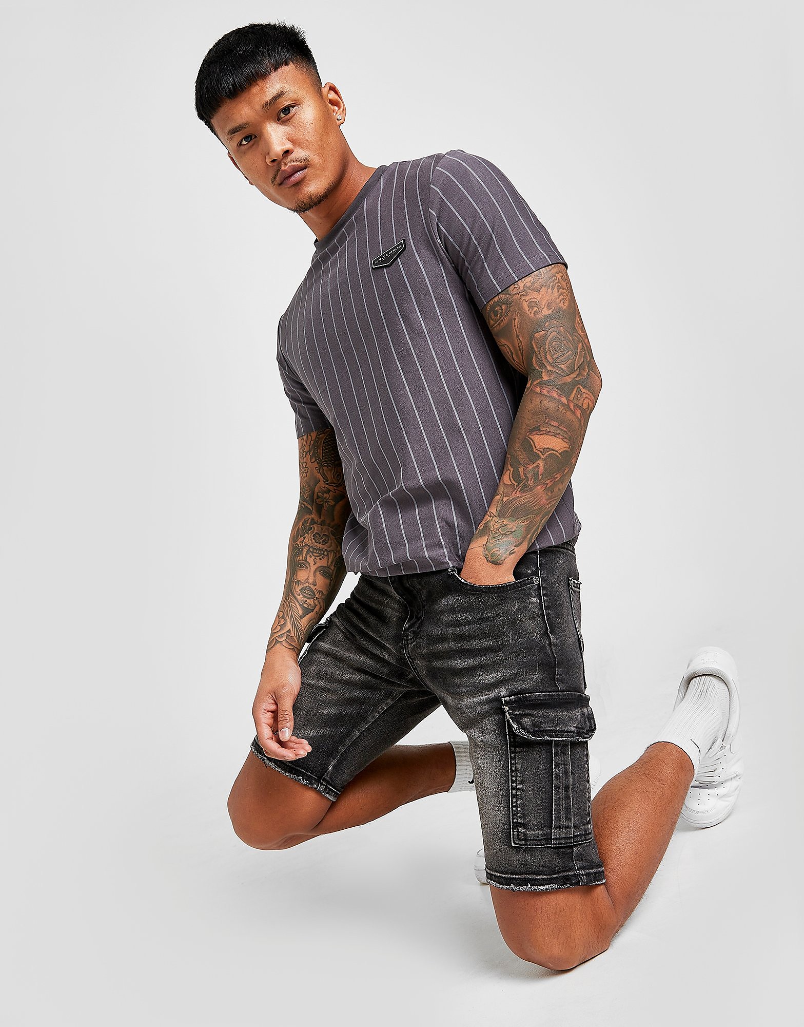 Supply & Demand Grit Cargo Denim Shorts - Black - Mens, Black
