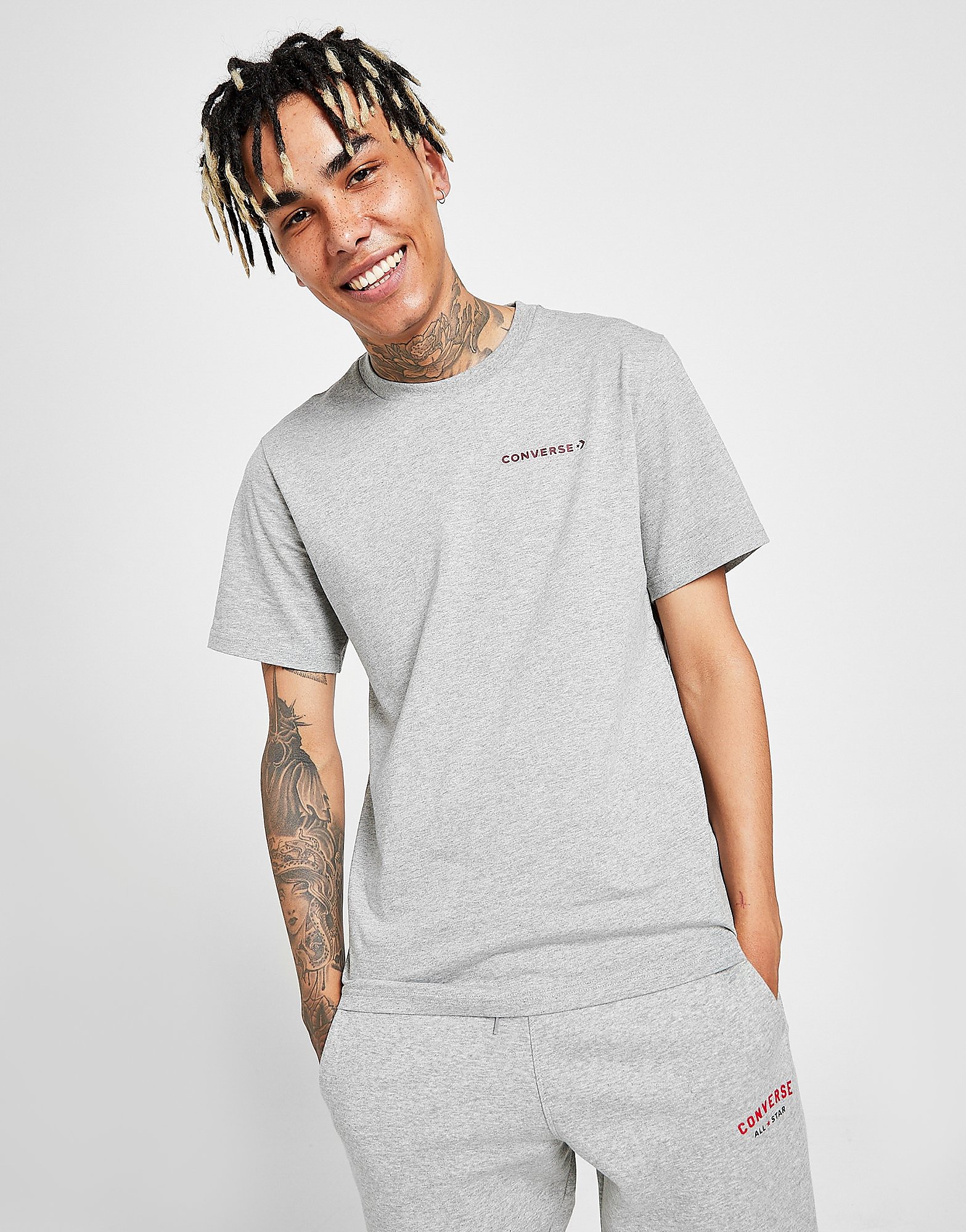 Converse Back Box Logo T-Shirt - Only at JD - Grey - Mens, Grey