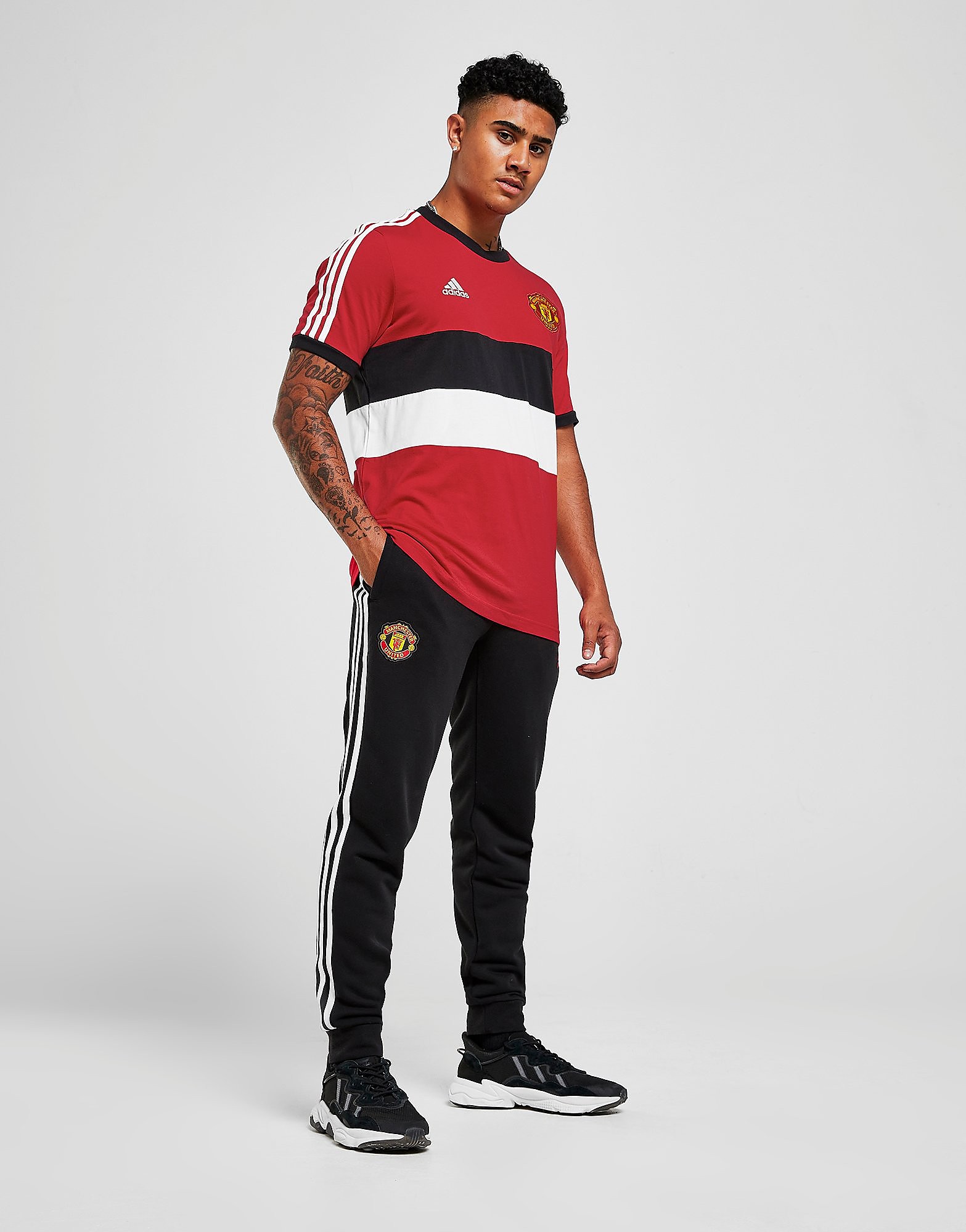 

adidas Manchester United FC 3-Stripes Joggers - Black - Mens, Black