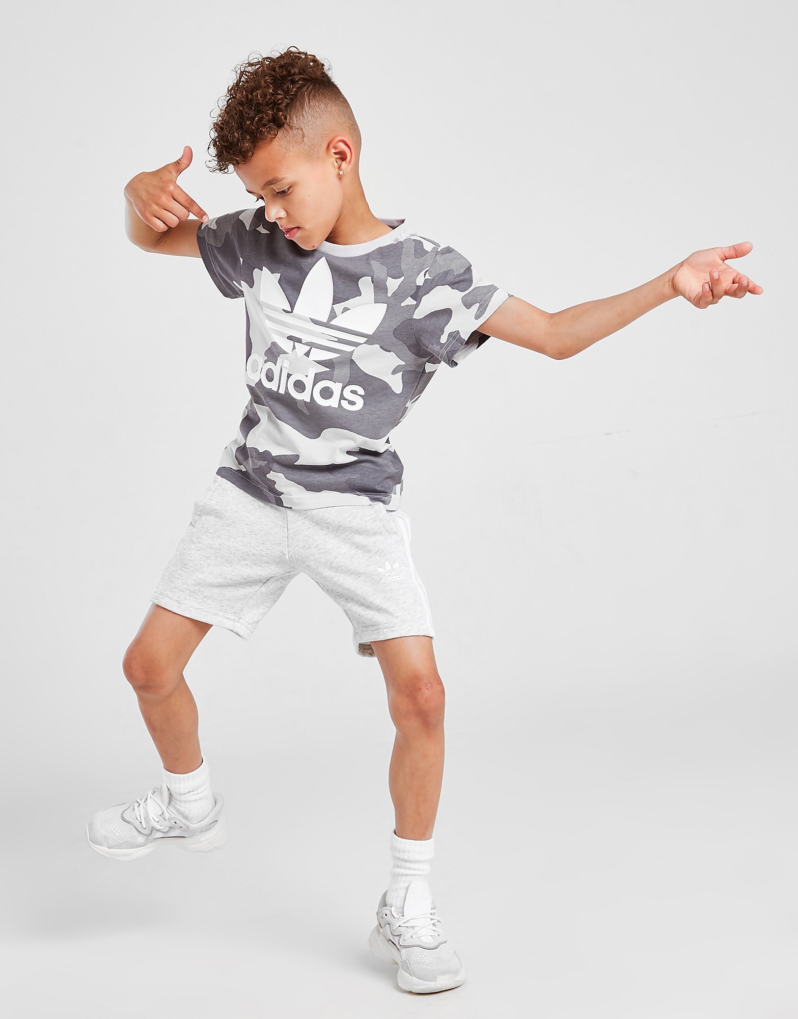 

adidas Originals Camo T-Shirt/Shorts Set Children - Only at JD - Grey - Kids, Grey