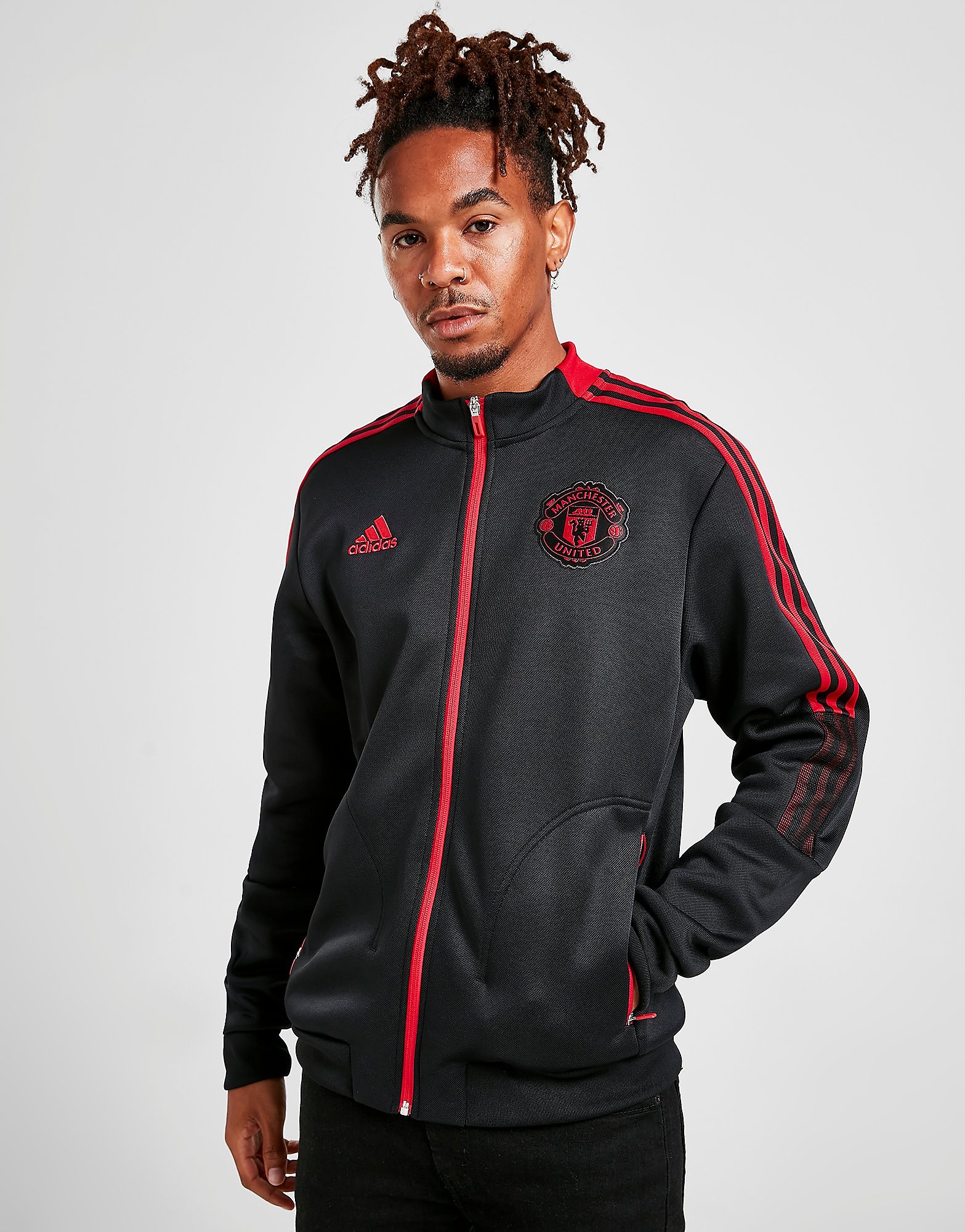

adidas Manchester United FC Anthem Jacket - Black / Real Red - Mens, Black / Real Red