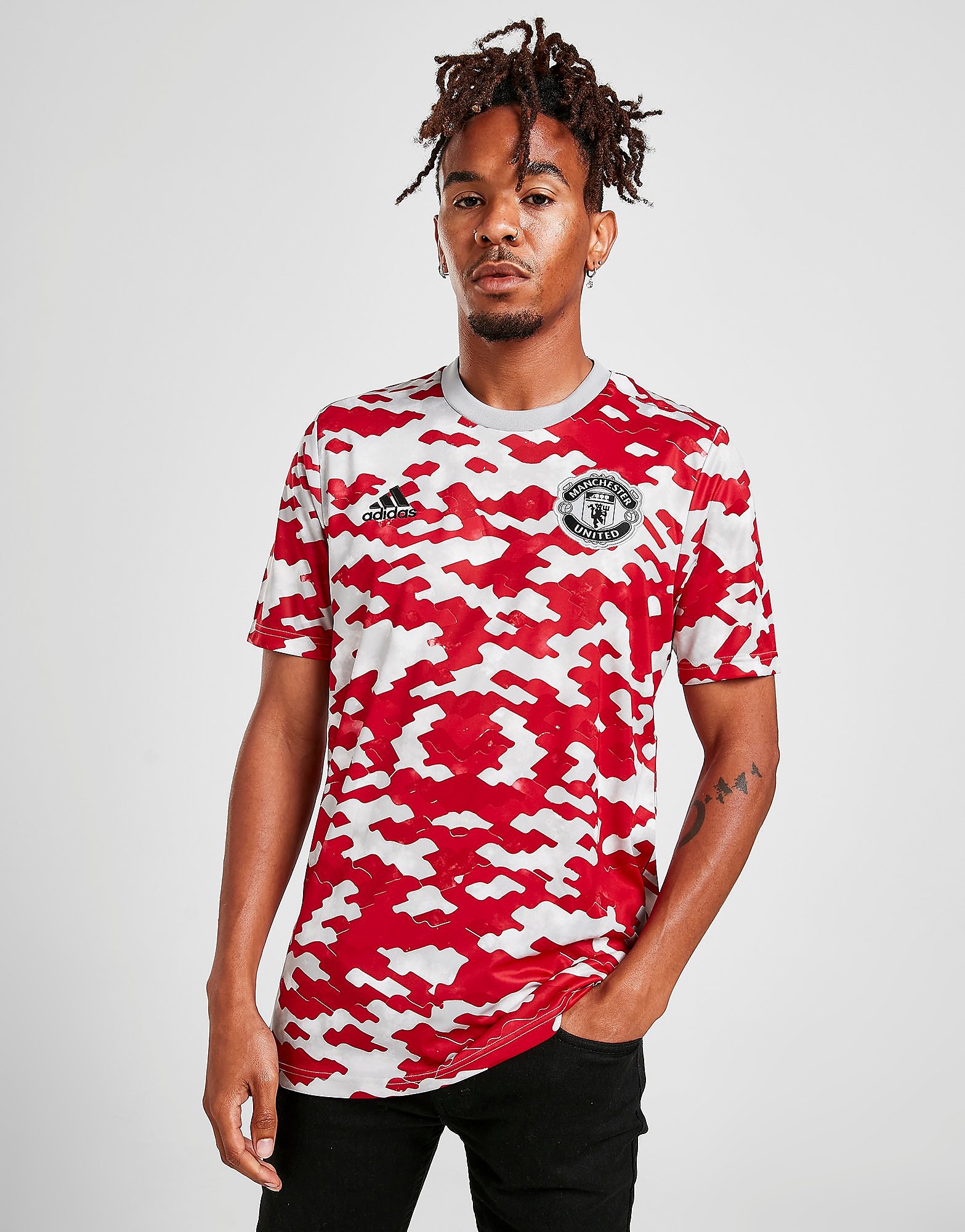 

adidas Manchester United FC Pre Match Shirt - Power Red / Real Red / Stone - Mens, Power Red / Real Red / Stone