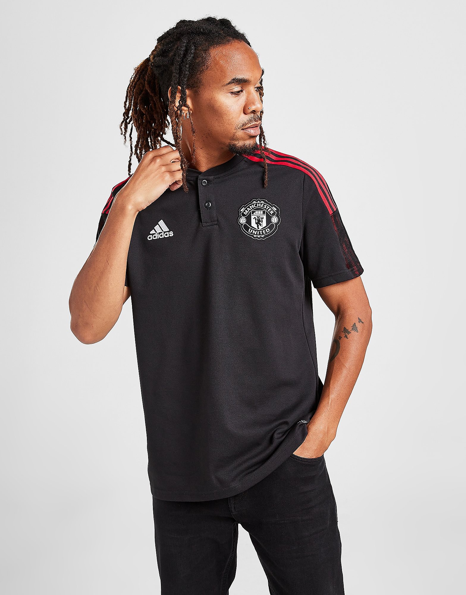 

adidas Manchester United FC Training Polo Shirt - Black - Mens, Black