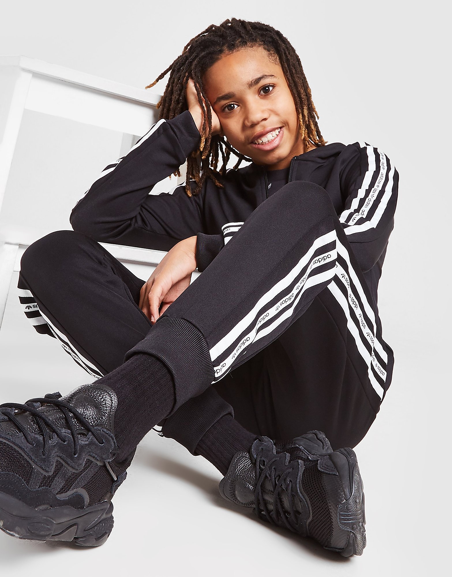 

adidas Originals 3-Stripes Tape Poly Track Pants Junior - Only at JD - Black - Kids, Black
