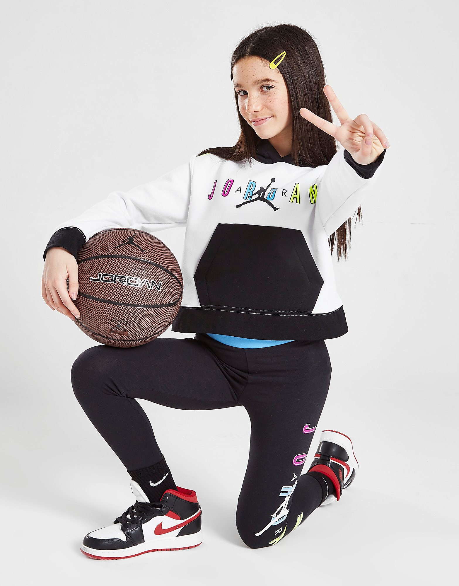 

Jordan Girls' Jumpman Crop Hoodie Junior - White/Black - Kids, White/Black
