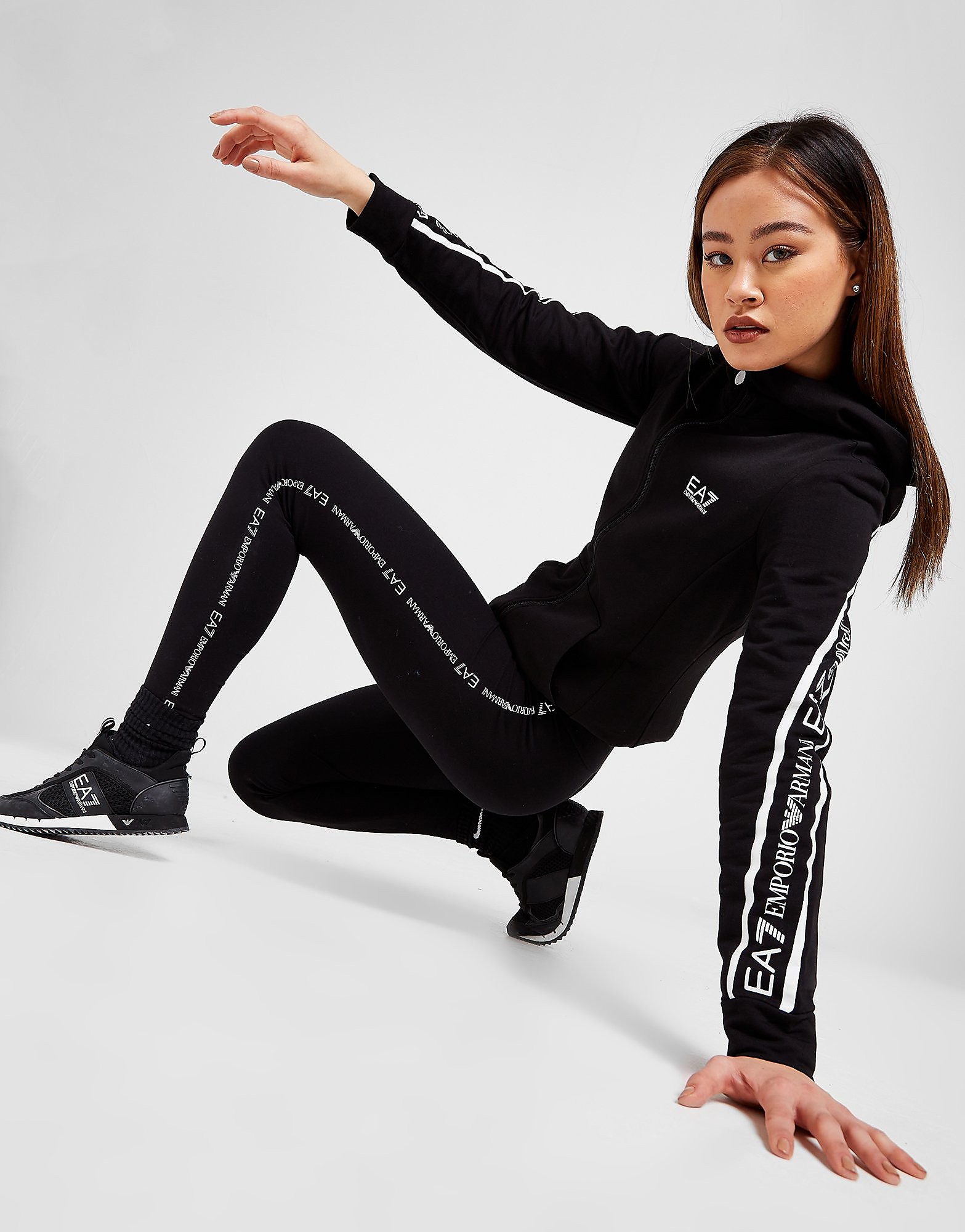 Emporio Armani EA7 Tape Back Full Zip Hoodie - Only at JD - BLACK - Womens, BLACK