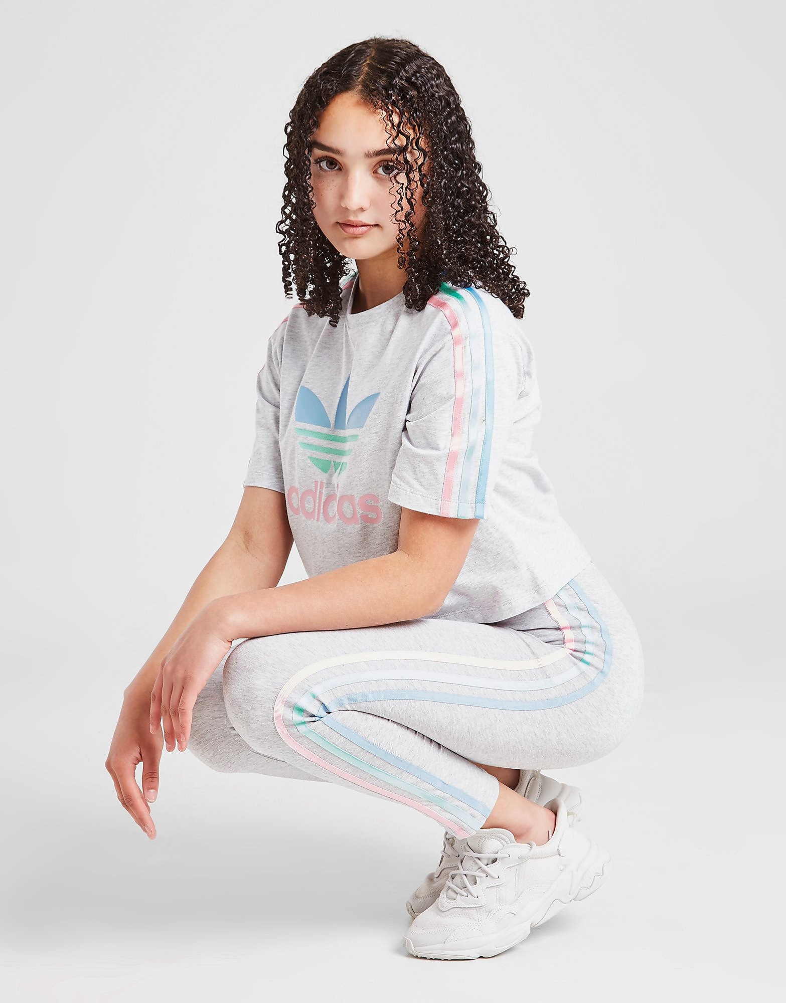 

adidas Originals Girls' Tricolour 3-Stripes T-Shirt Junior - Only at JD - Grey - Kids, Grey