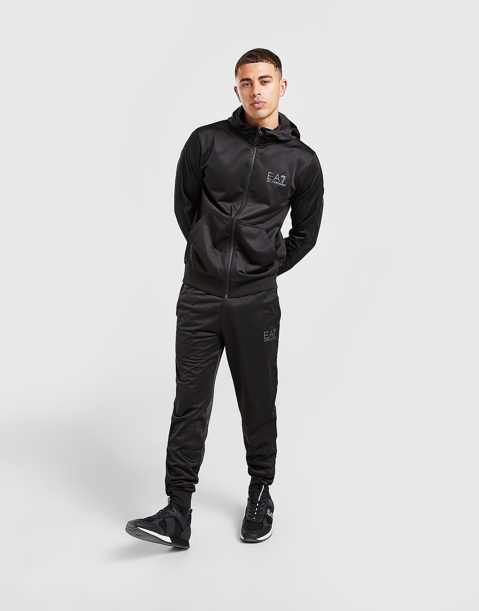 

Emporio Armani EA7 Elasticated Tape Full Zip Poly Tracksuit - Only at JD - Black - Mens, Black