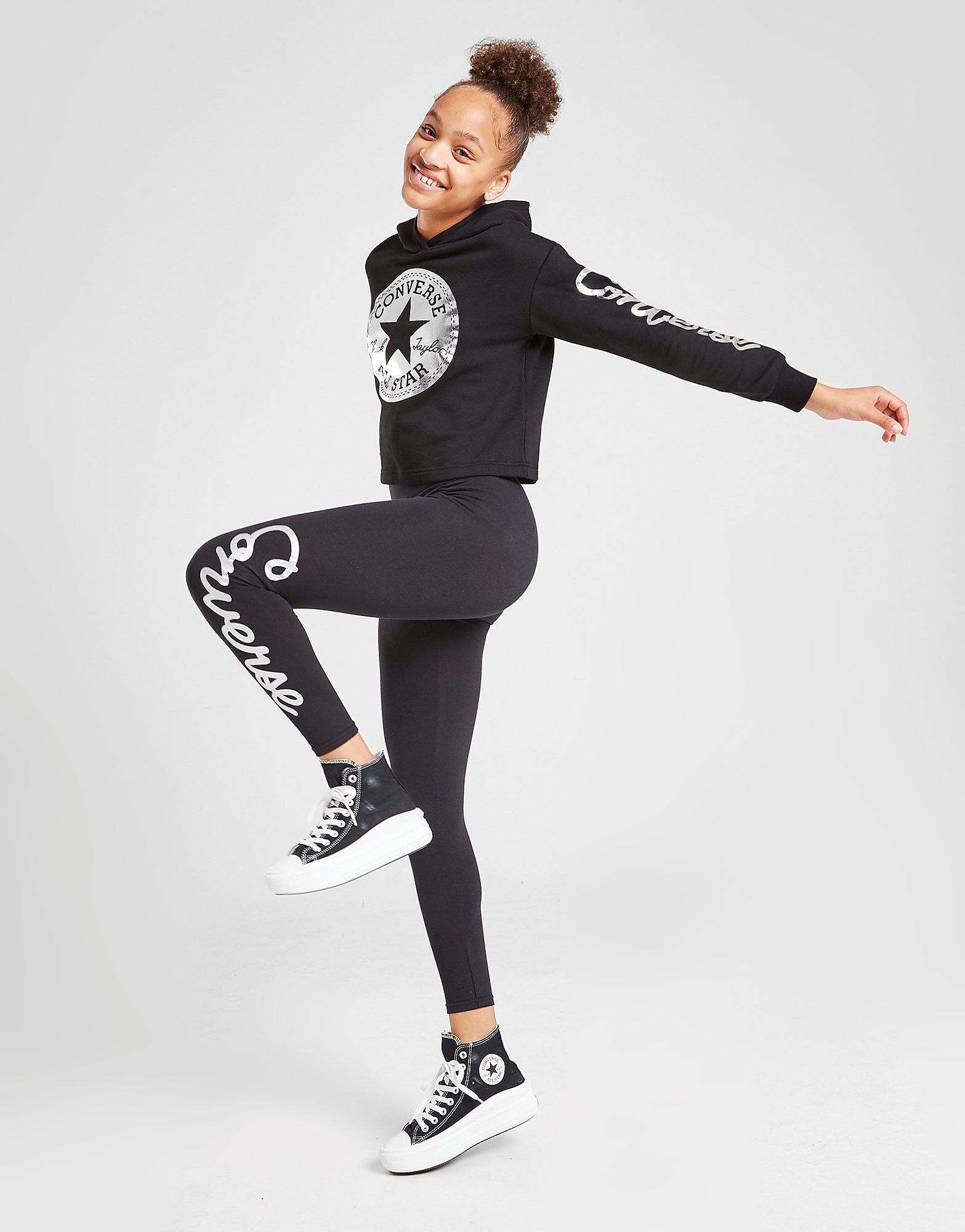 

Converse Girls' Script Shine Leggings Junior - Black - Kids, Black