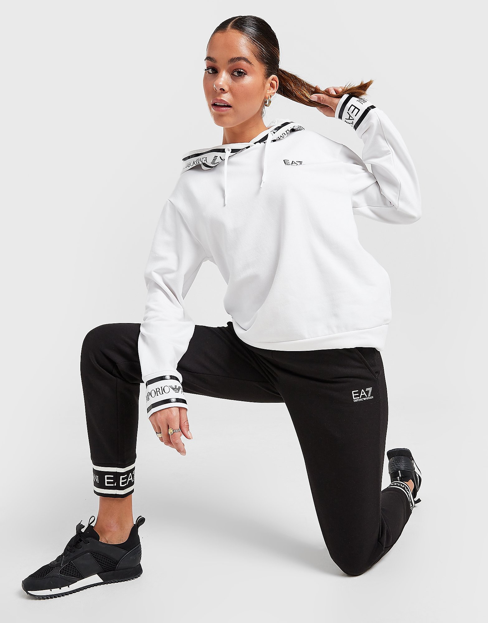 

Emporio Armani EA7 Tape Overhead Tracksuit - White/Black - Womens, White/Black