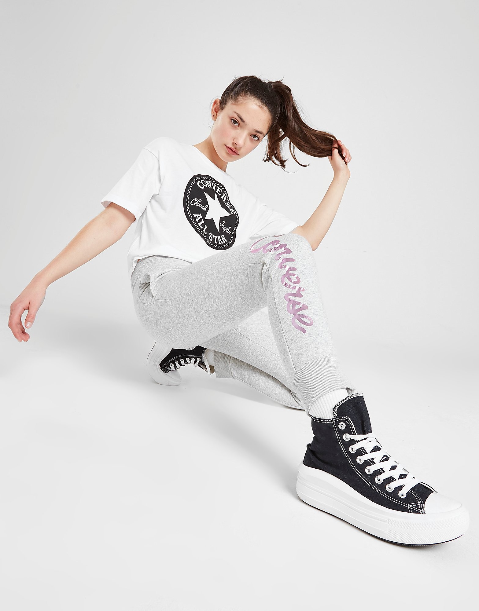 

Converse Girls' Script Shine Joggers Junior - Grey - Kids, Grey