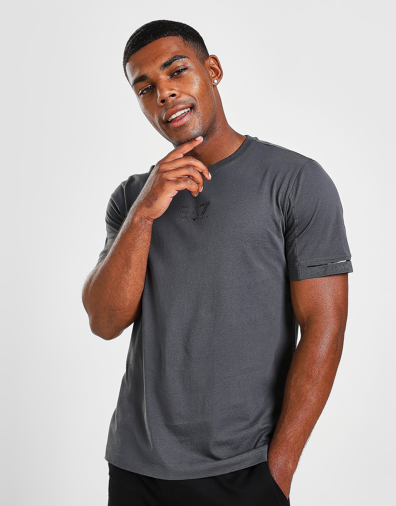Emporio Armani EA7 Tape Outline Centre T-Shirt - Only at JD - GREY - Mens, GREY