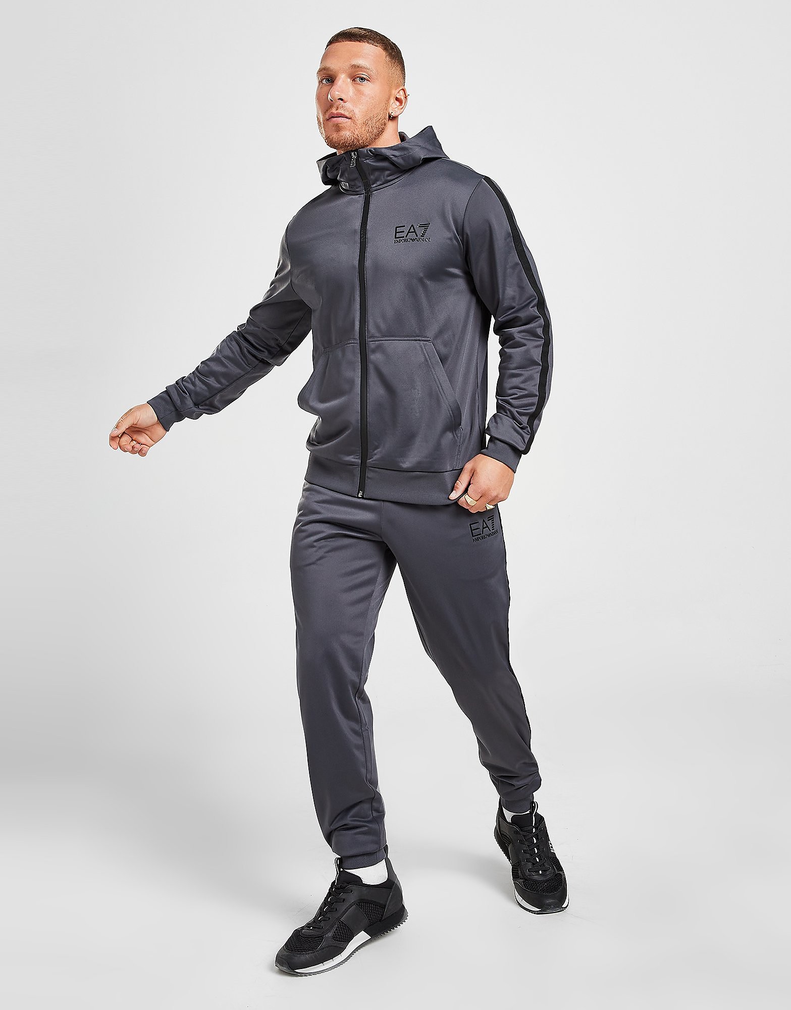 

Emporio Armani EA7 Elasticated Tape Full Zip Poly Tracksuit - Only at JD - Grey - Mens, Grey