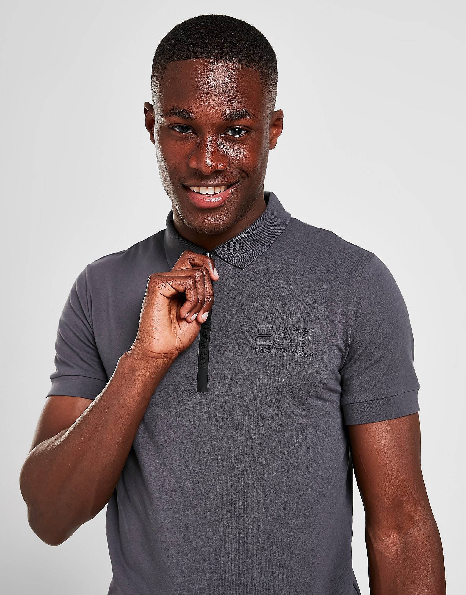 

Emporio Armani EA7 Zip Polo Shirt - Only at JD - Grey - Mens, Grey