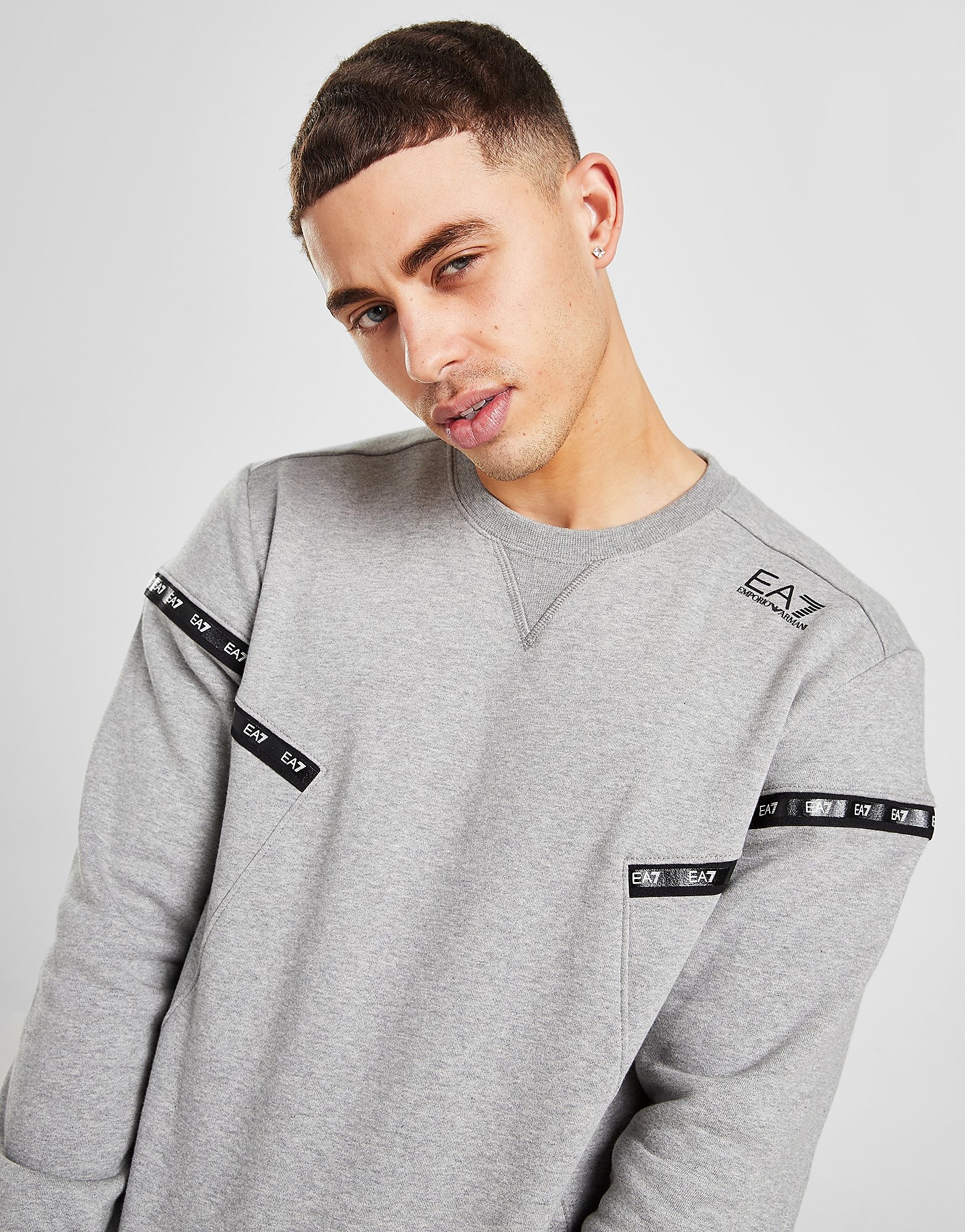 

Emporio Armani EA7 Tape Crew Sweatshirt - Grey - Mens, Grey