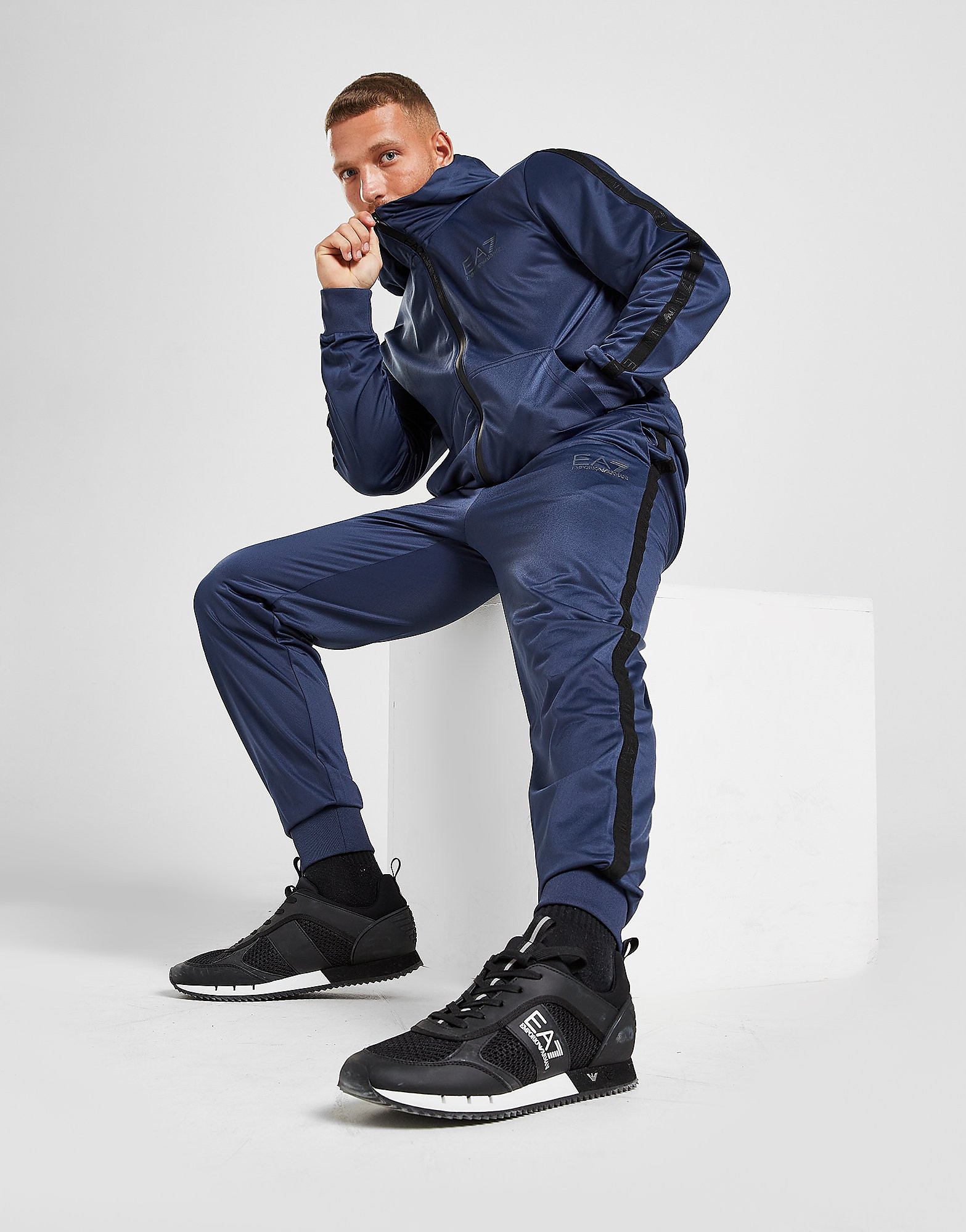 

Emporio Armani EA7 Elasticated Tape Poly Tracksuit - Only at JD - Blue - Mens, Blue