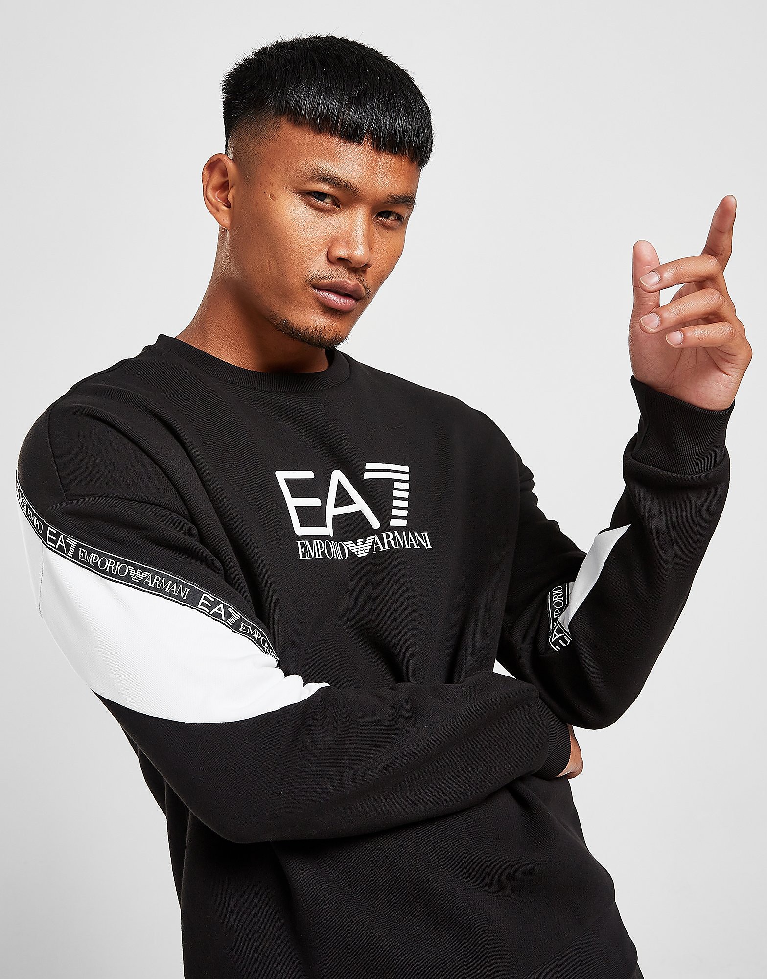 

Emporio Armani EA7 Colour Block Tape Crew Sweatshirt - Black - Mens, Black