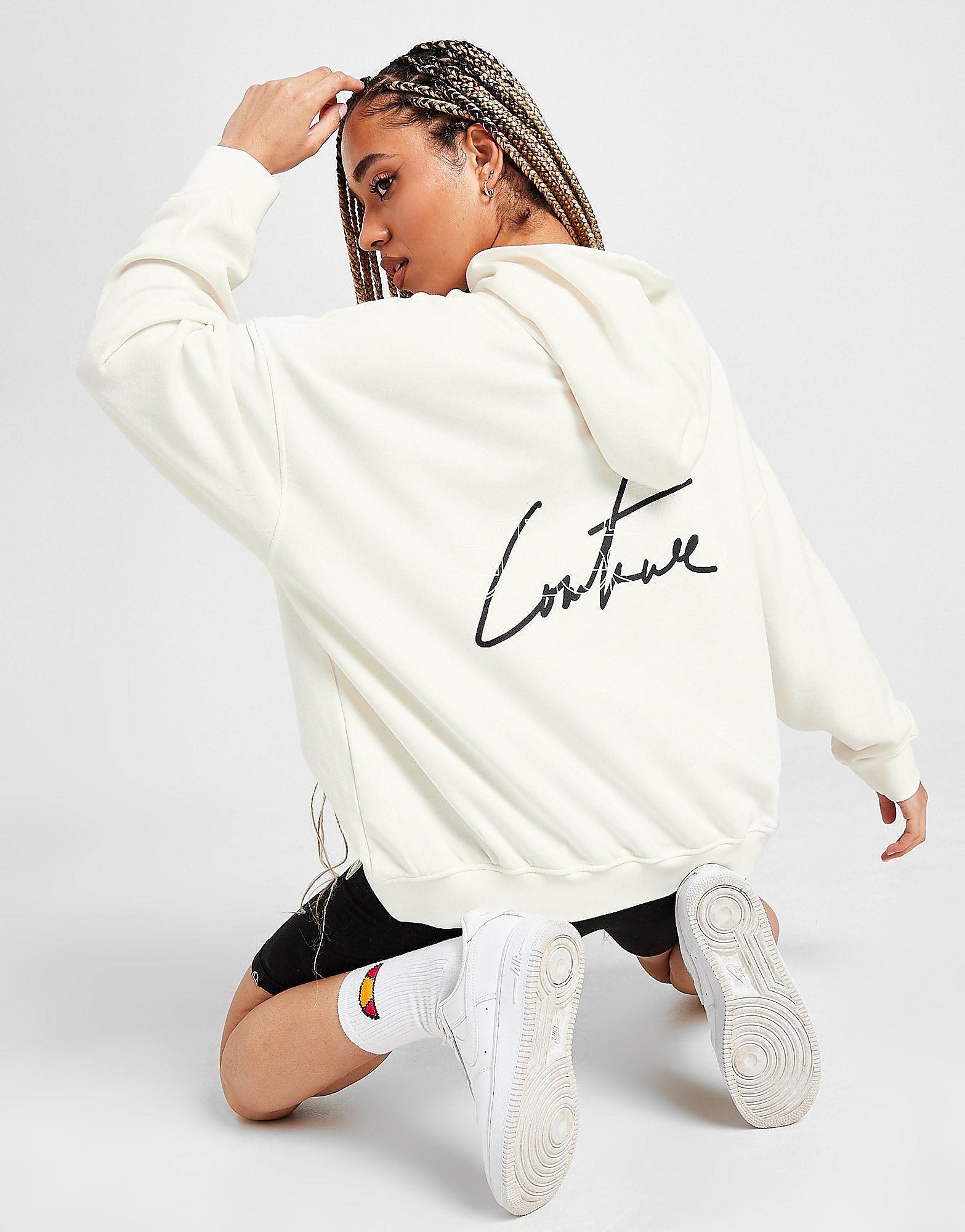 Ellesse x The Couture Club Back Logo Boyfriend Hoodie - White - Womens, White