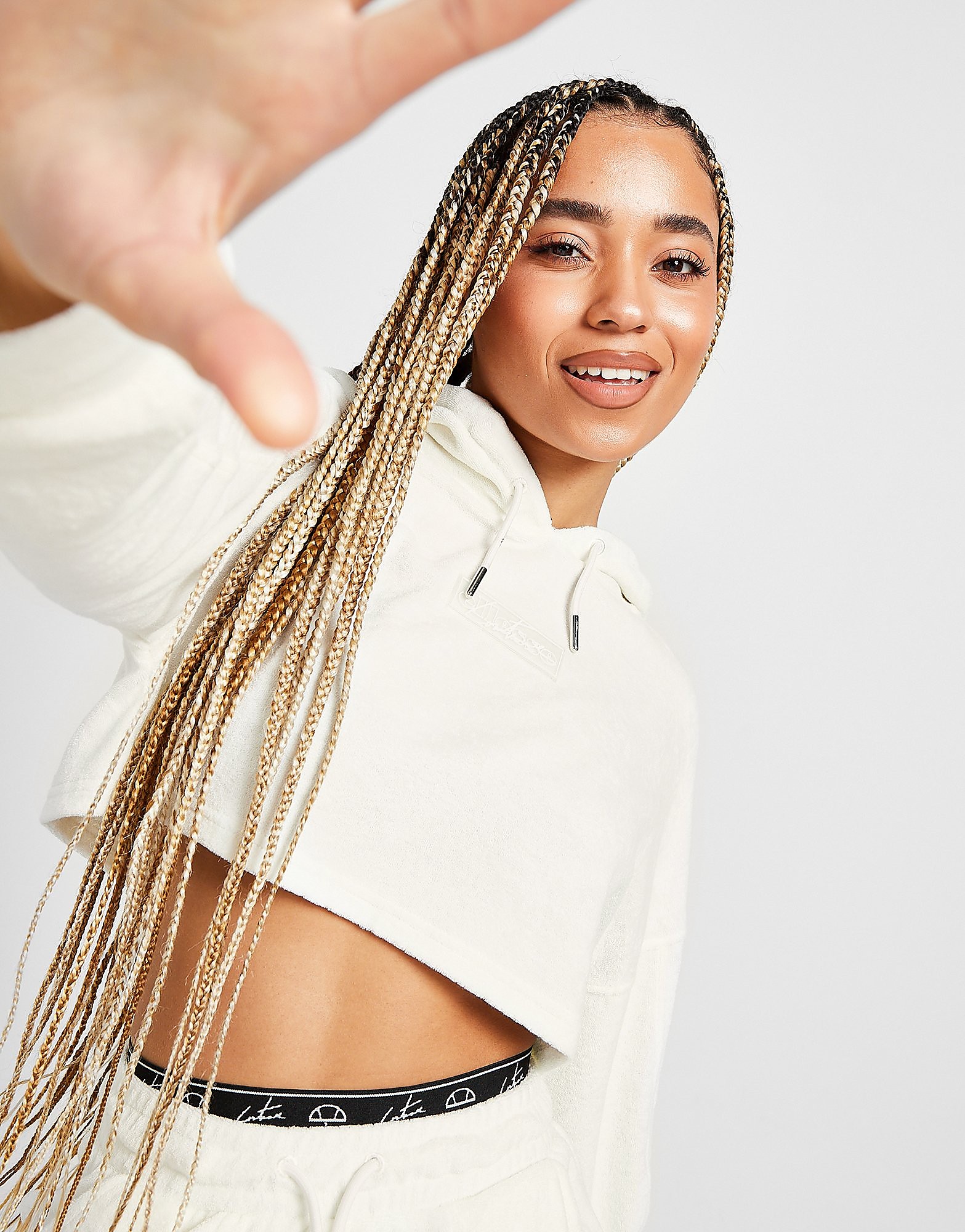

Ellesse x The Couture Club Towel Crop Hoodie - White - Womens, White