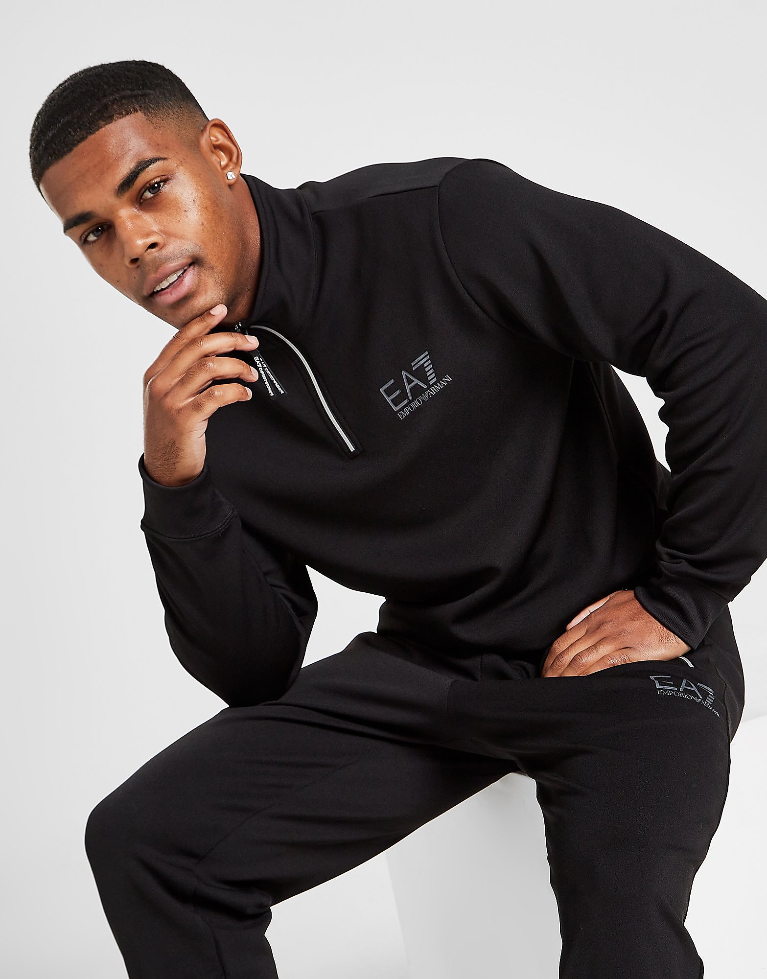

Emporio Armani EA7 Vigor Poly 1/4 Zip Top - Only at JD - Black - Mens, Black