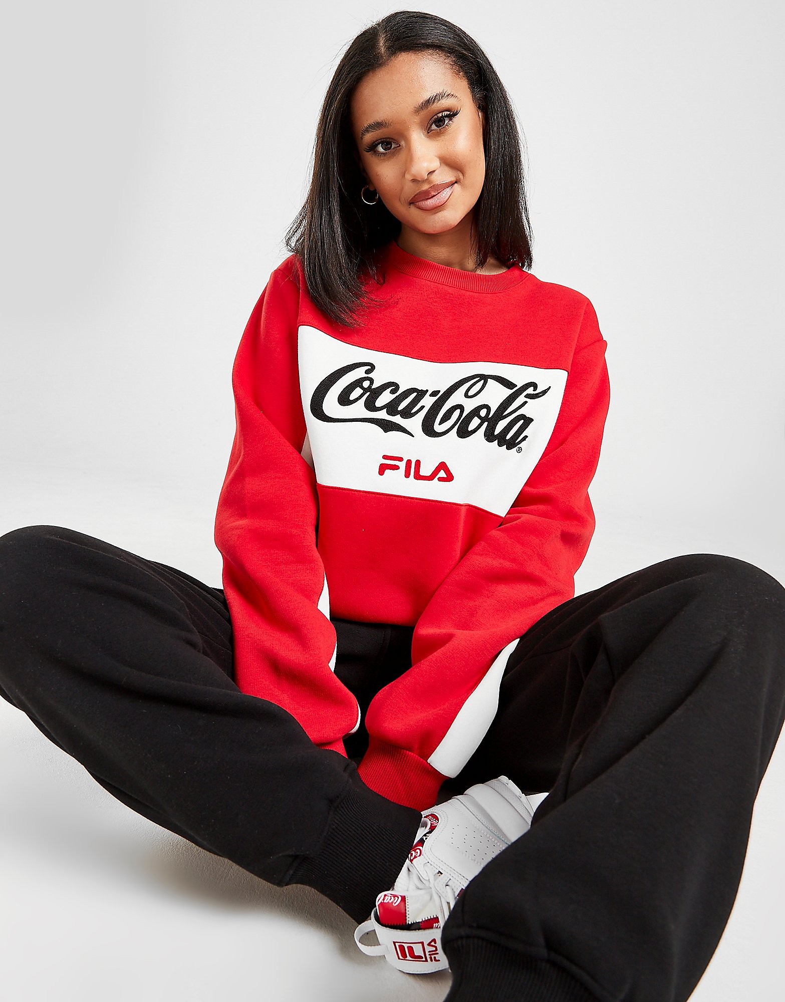 

Fila x Coca-Cola Panel Logo Crew Sweatshirt - Only at JD - Red - Womens, Red