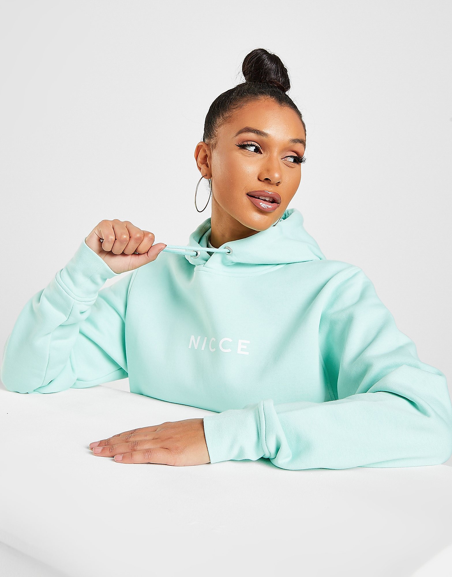 Nicce Centre Logo Overhead Hoodie - Green - Womens, Green