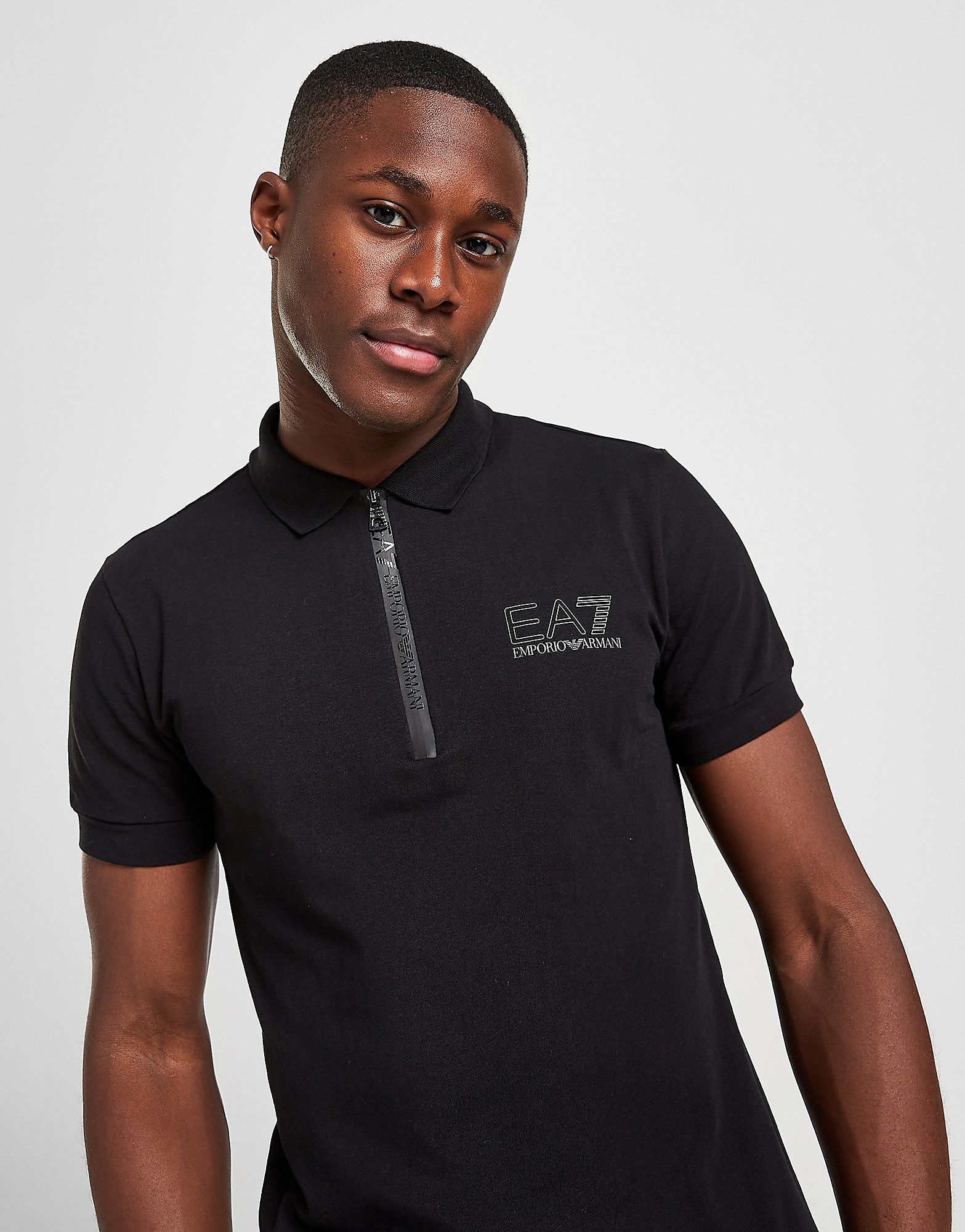 

Emporio Armani EA7 Zip Polo Shirt - Only at JD - Black - Mens, Black