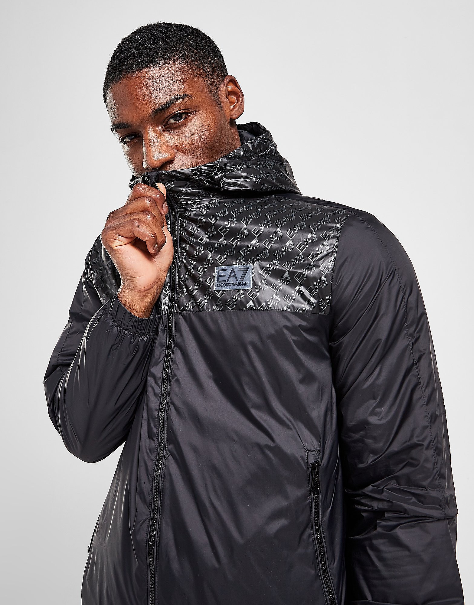 

Emporio Armani EA7 Woven All Over Print Overlay Jacket - Black - Mens, Black