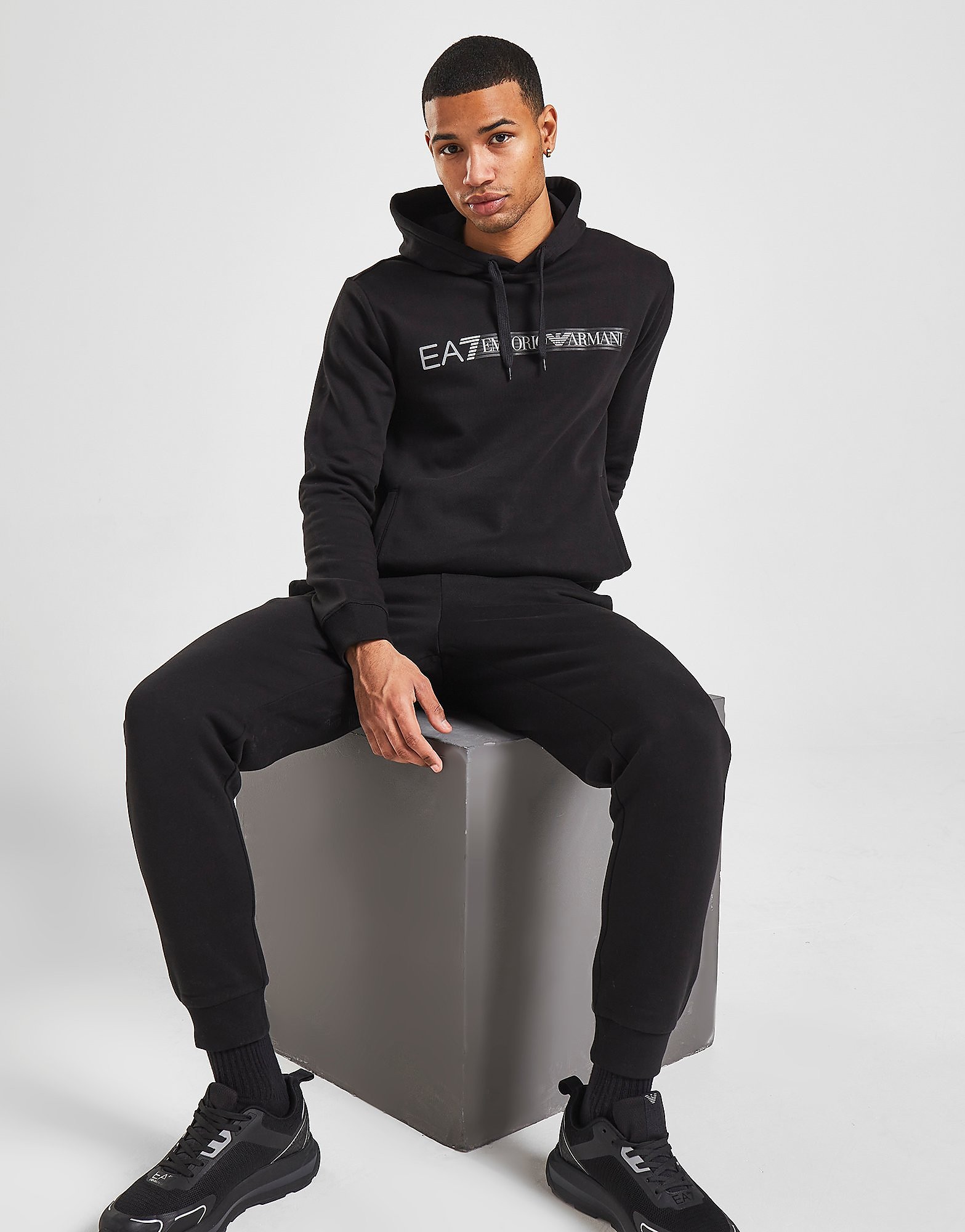 

Emporio Armani EA7 Lines Hooded Fleece Tracksuit - Only at JD - Black - Mens, Black