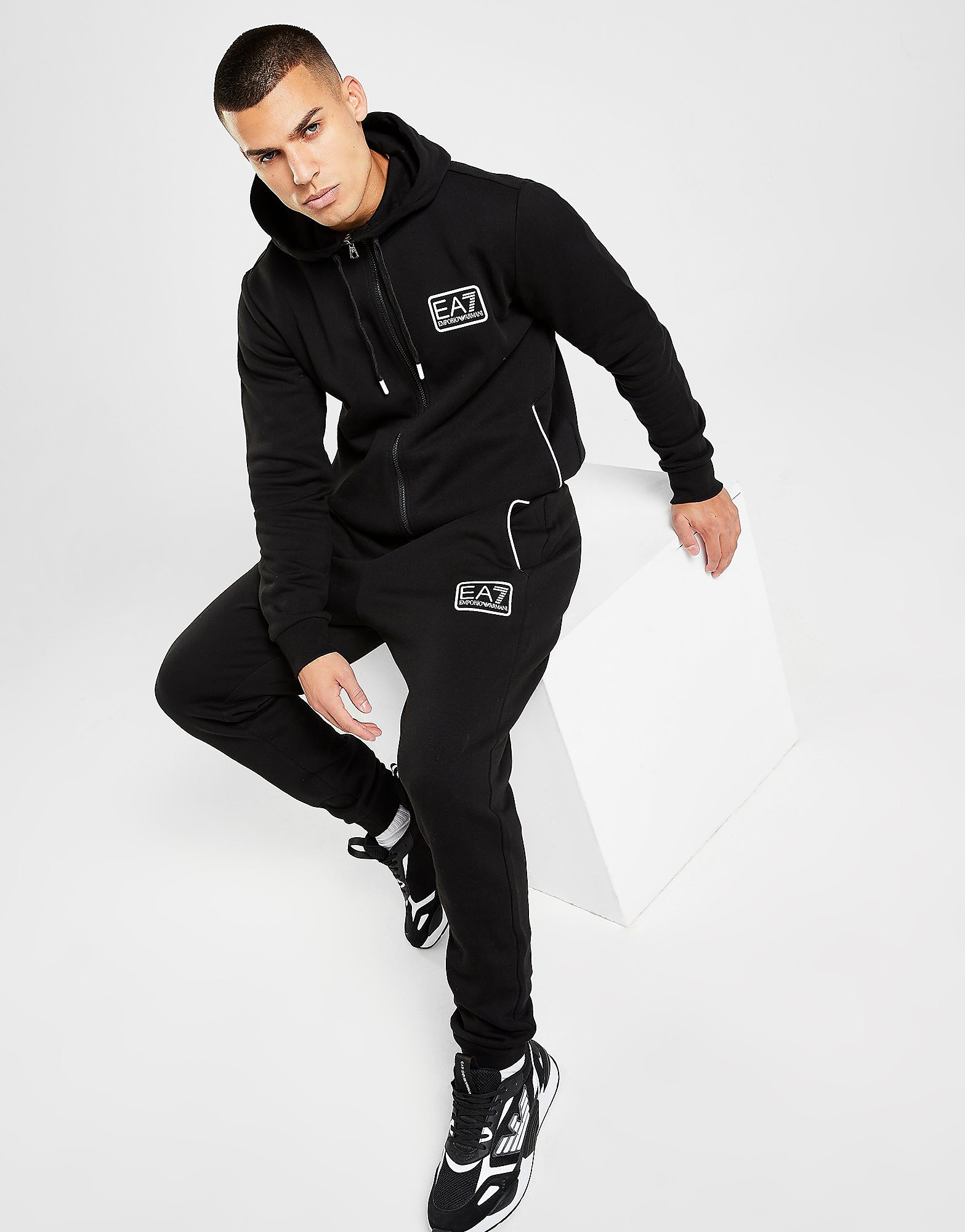 

Emporio Armani EA7 Core Box Logo Hooded Tracksuit - Black - Mens, Black