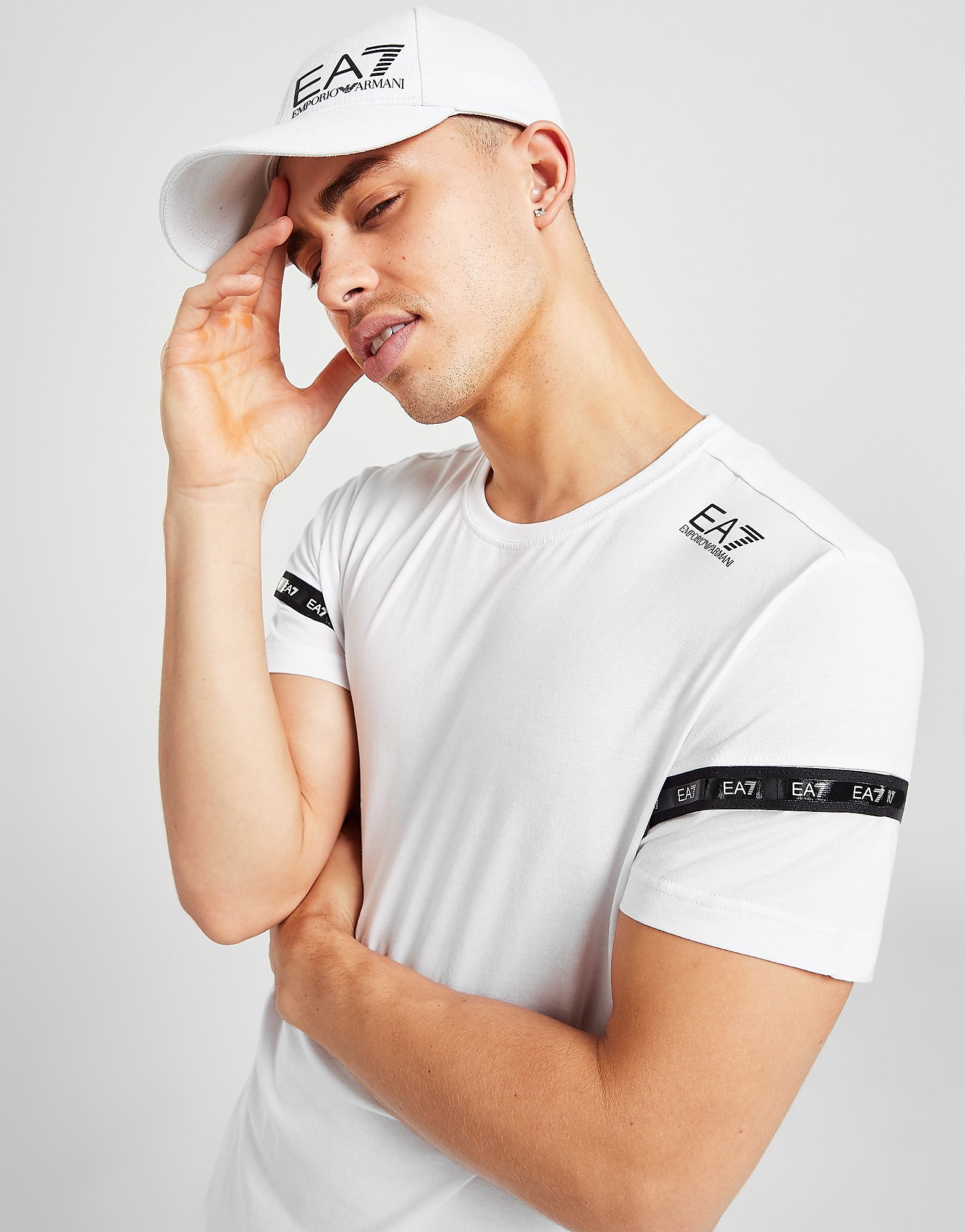 

Emporio Armani EA7 Sleeve Tape T-Shirt - White - Mens, White