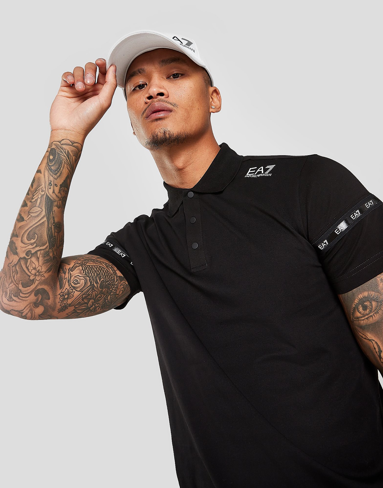 

Emporio Armani EA7 Tape Sleeve Polo Shirt - Black - Mens, Black
