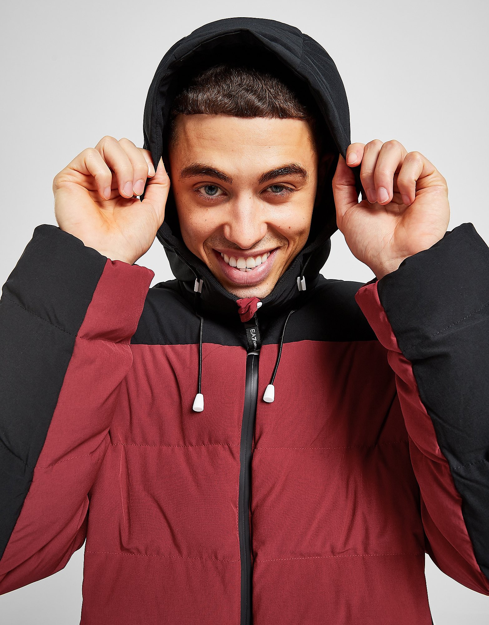 

Emporio Armani EA7 Colour Block Bubble Jacket - Red - Mens, Red