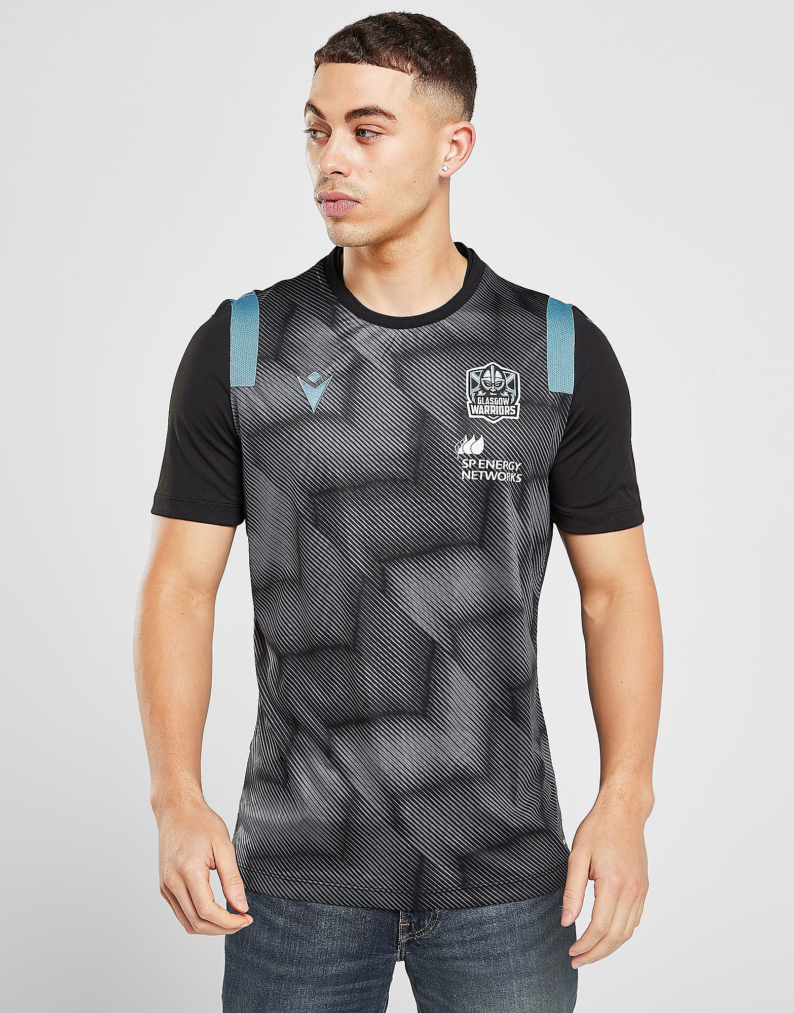 

Macron Glasgow Warriors 2021/22 Training T-Shirt - Black - Mens, Black