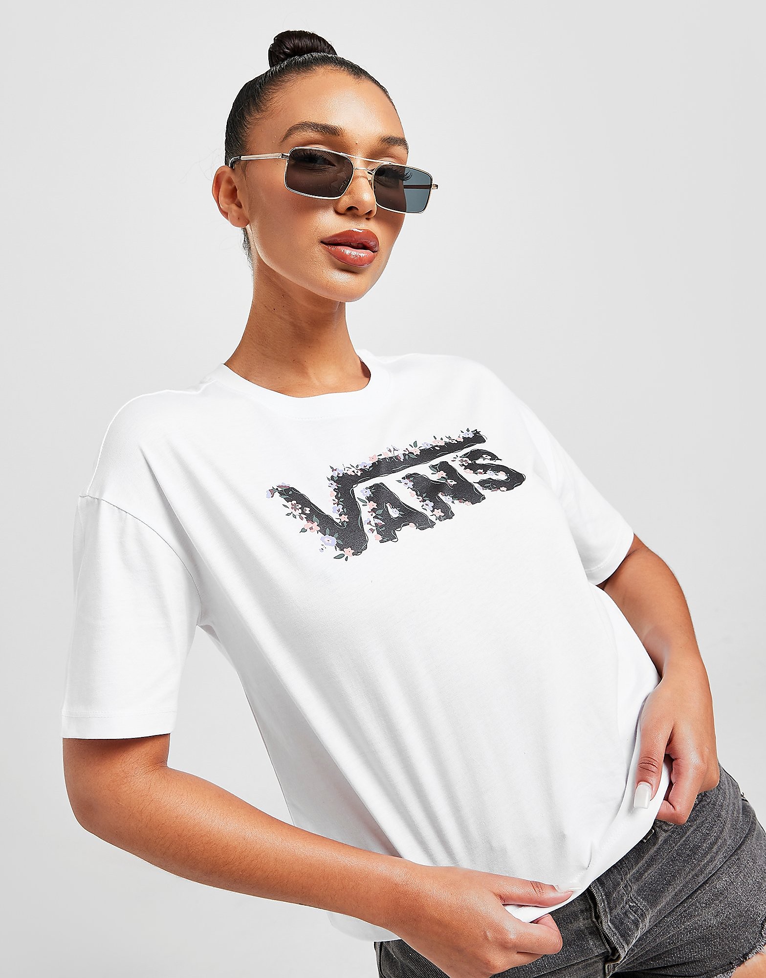 

Vans Rose Logo Crop T-Shirt - White - Womens, White