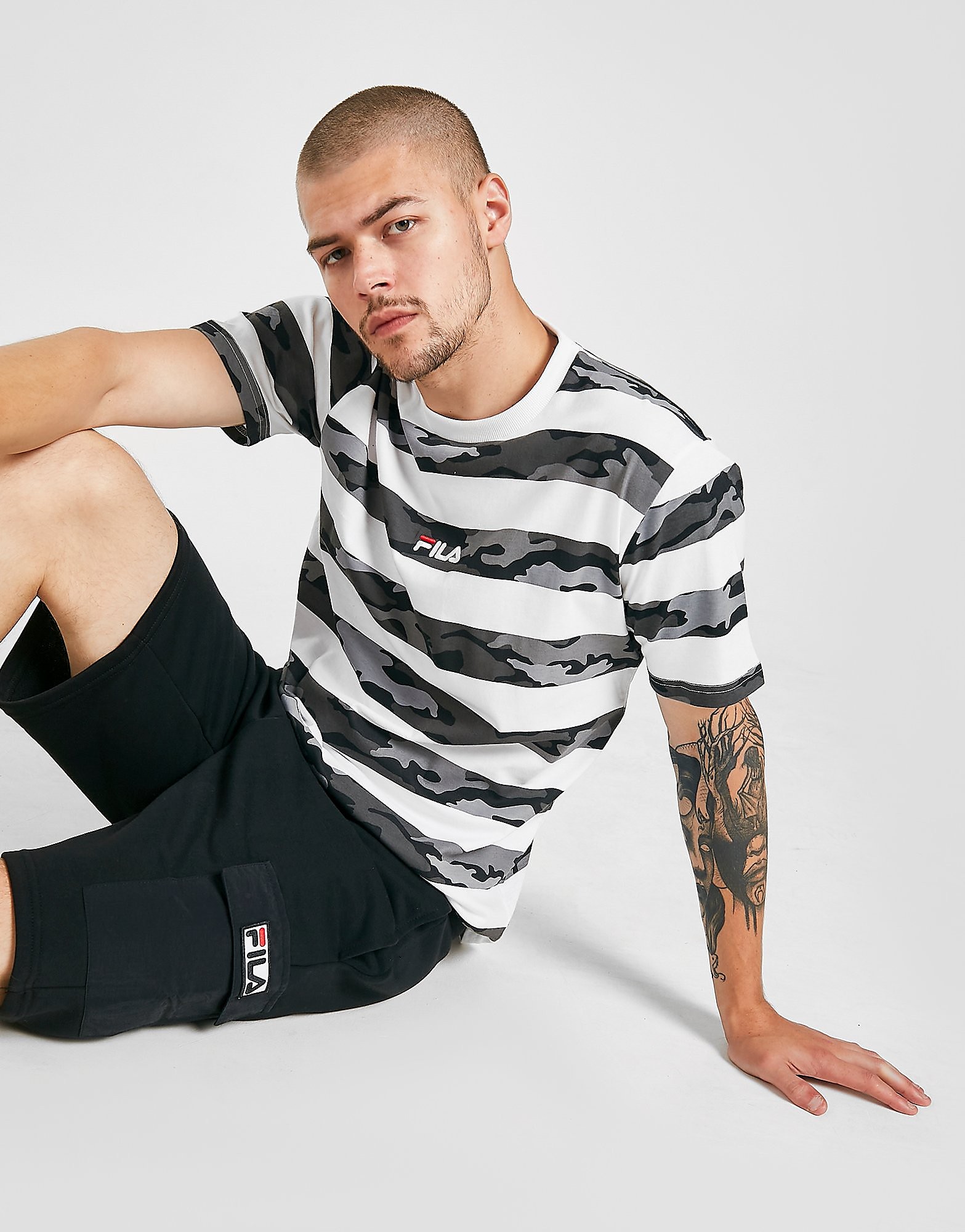 

Fila Wyatt Camo Stripes T-Shirt - Only at JD - White - Mens, White