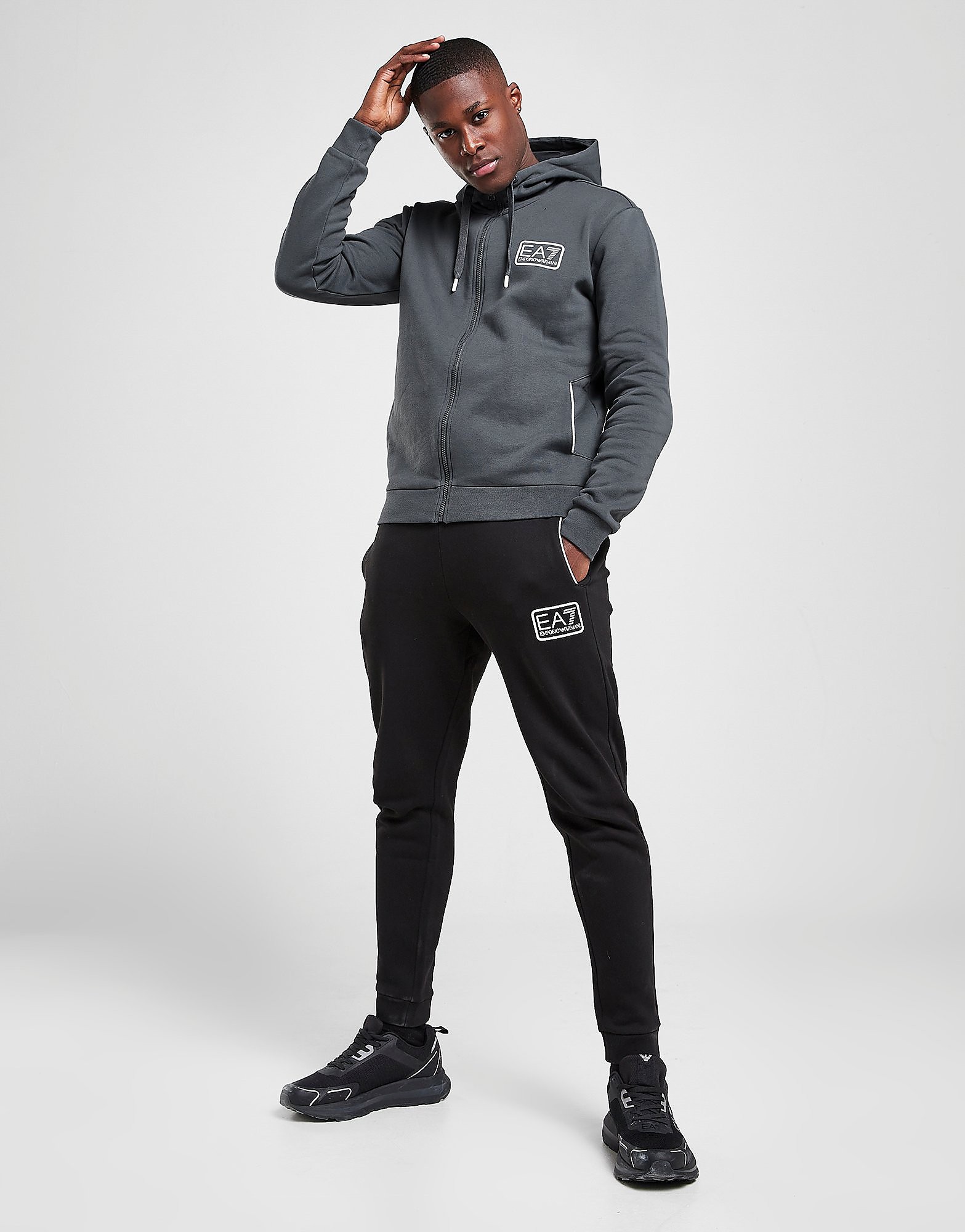 

Emporio Armani EA7 Core Box Full Zip Hoodie - Grey/Black - Mens, Grey/Black