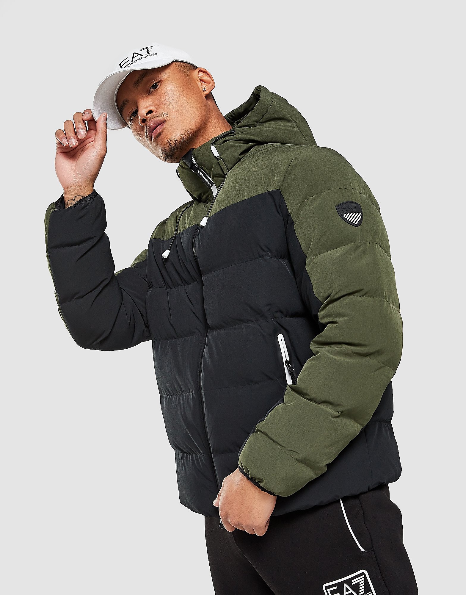 

Emporio Armani EA7 Colour Block Padded Jacket - Black/Green - Mens, Black/Green