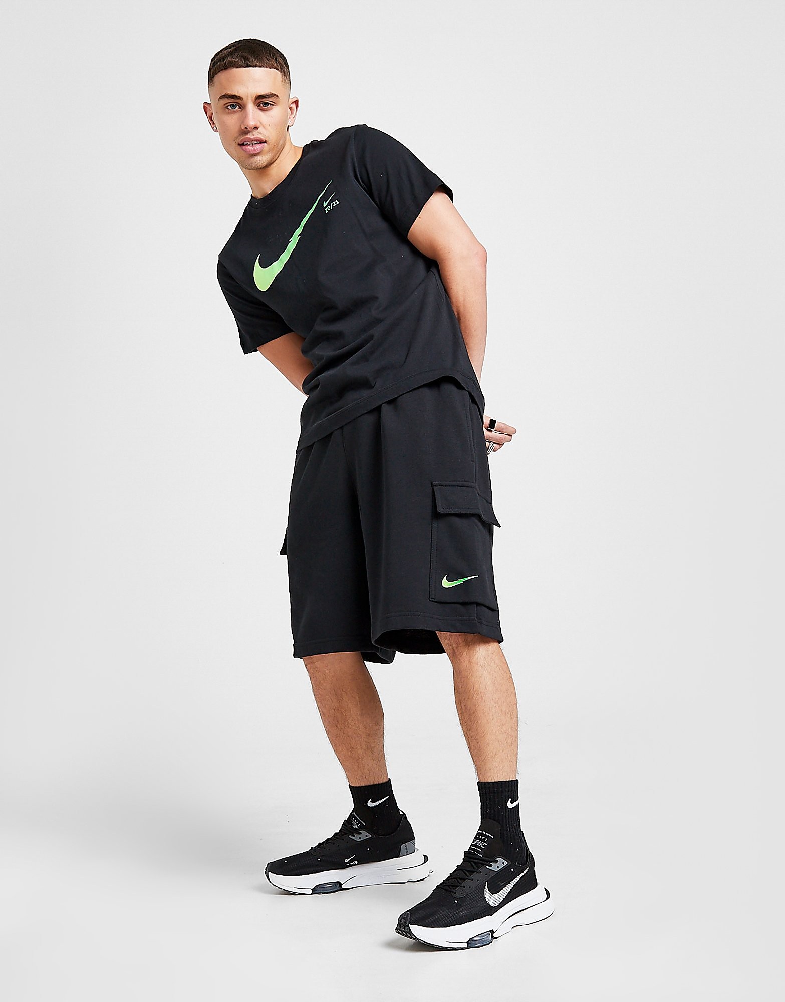 Nike Zig Zag Swoosh Cargo Shorts - Black - Mens, Black